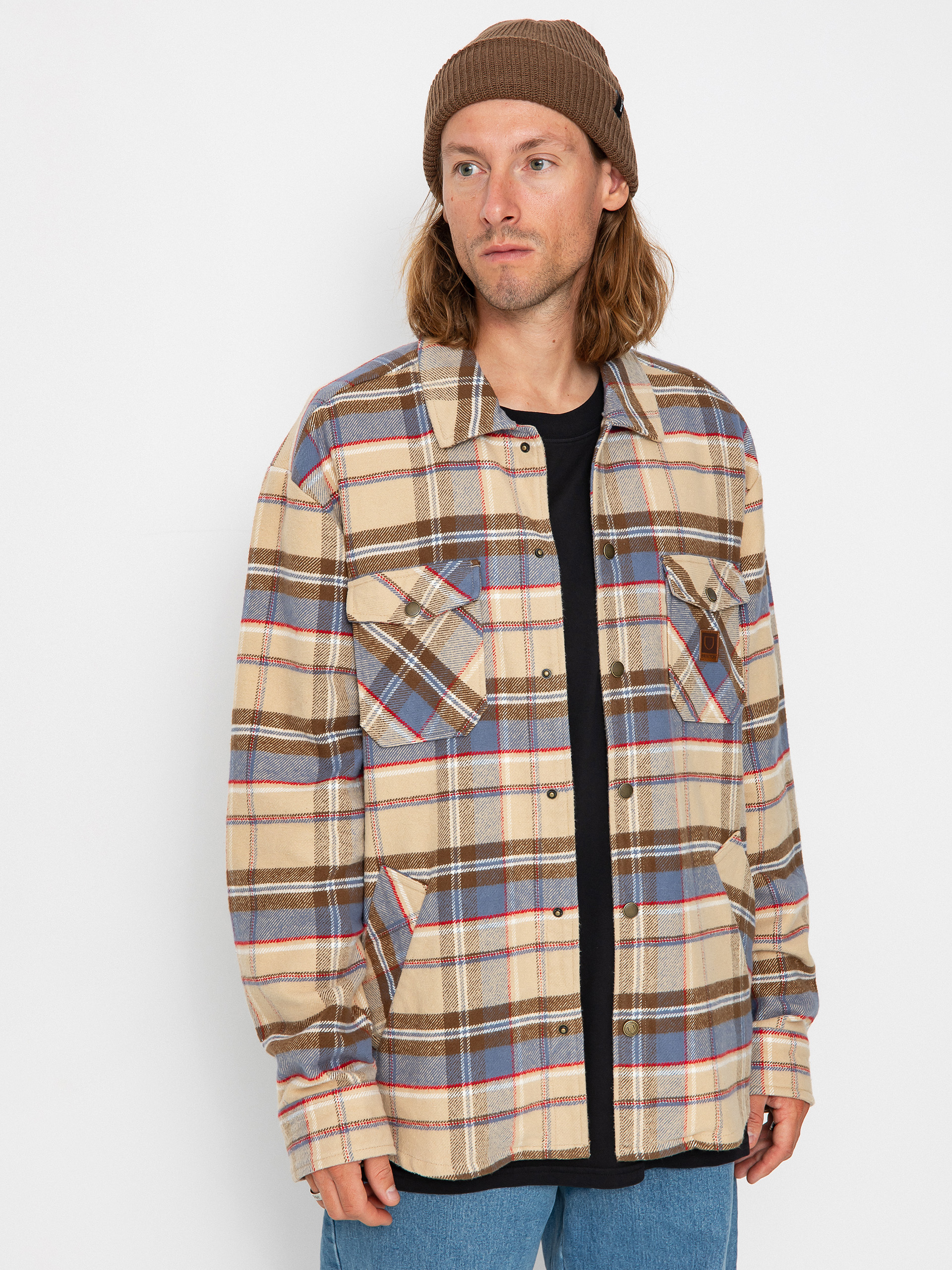 Brixton Durham Jacket beige sesame plaid