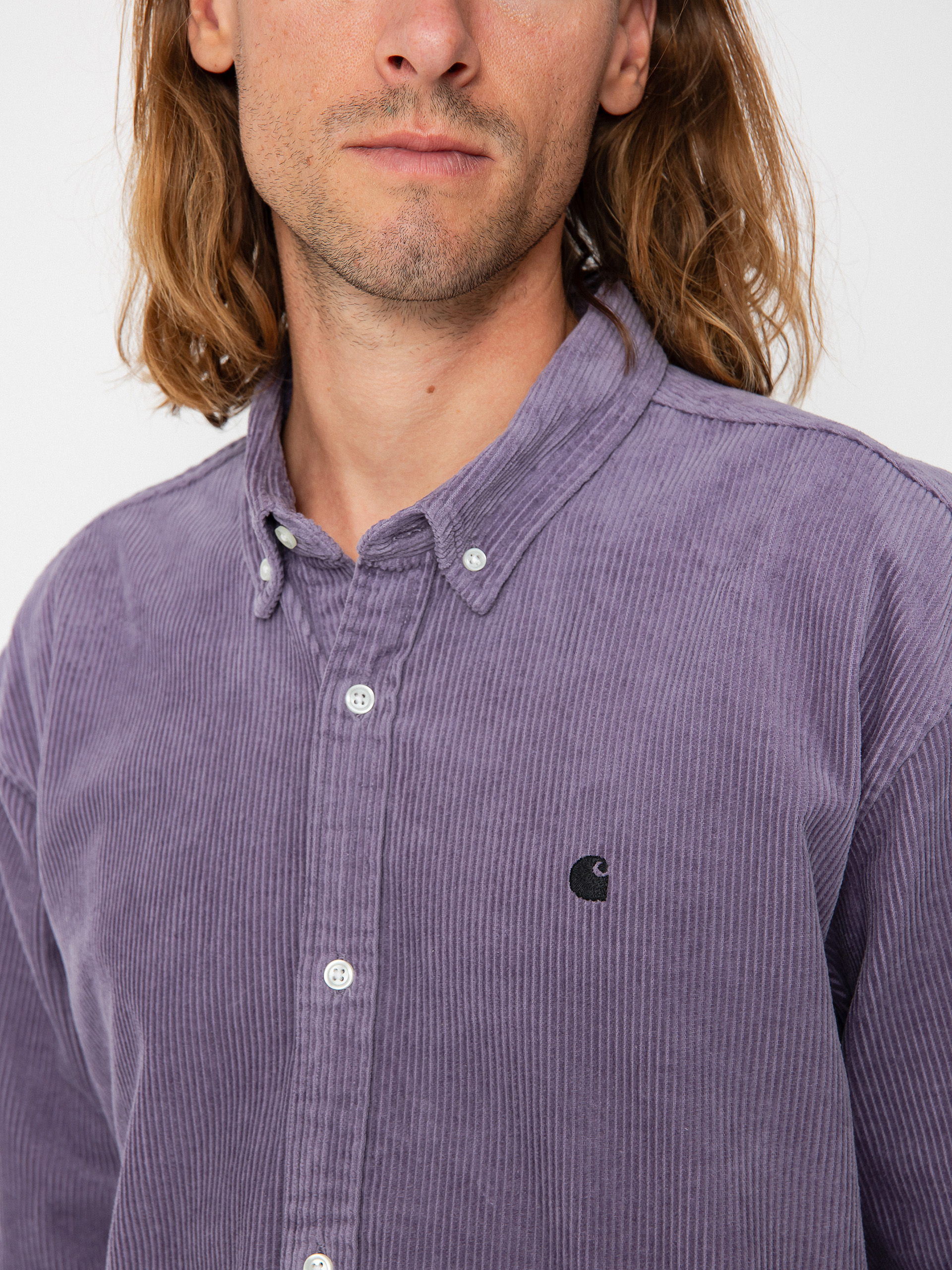 Carhartt WIP Madison Cord Shirt (glassy purple/black)