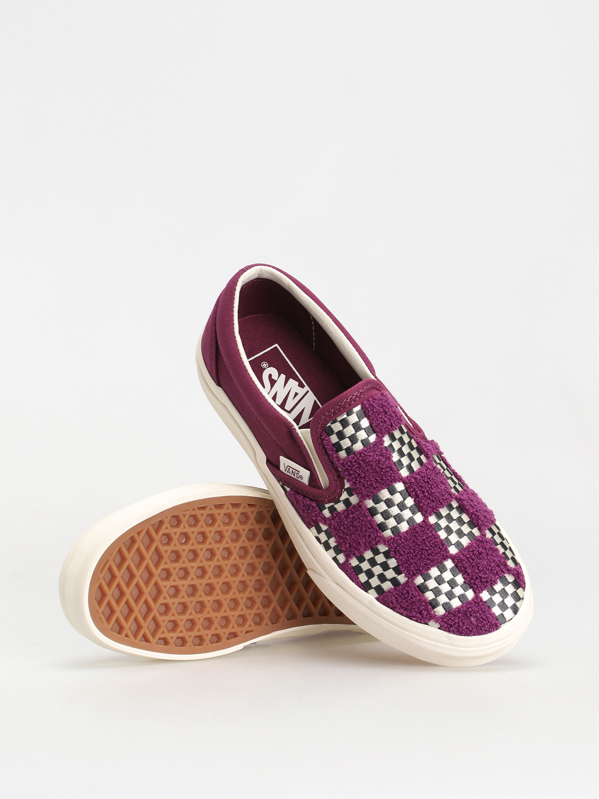 Vans Classic Slip On Shoes (tufted check dark purple)