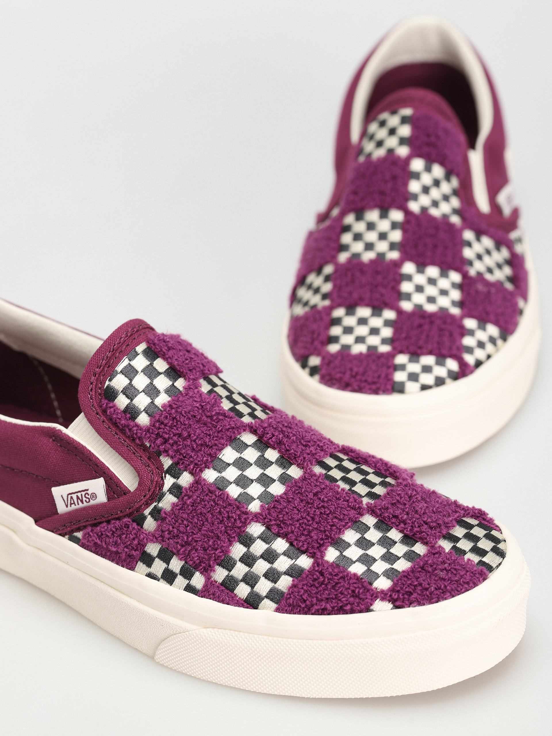 Vans Classic Slip On Shoes (tufted check dark purple)