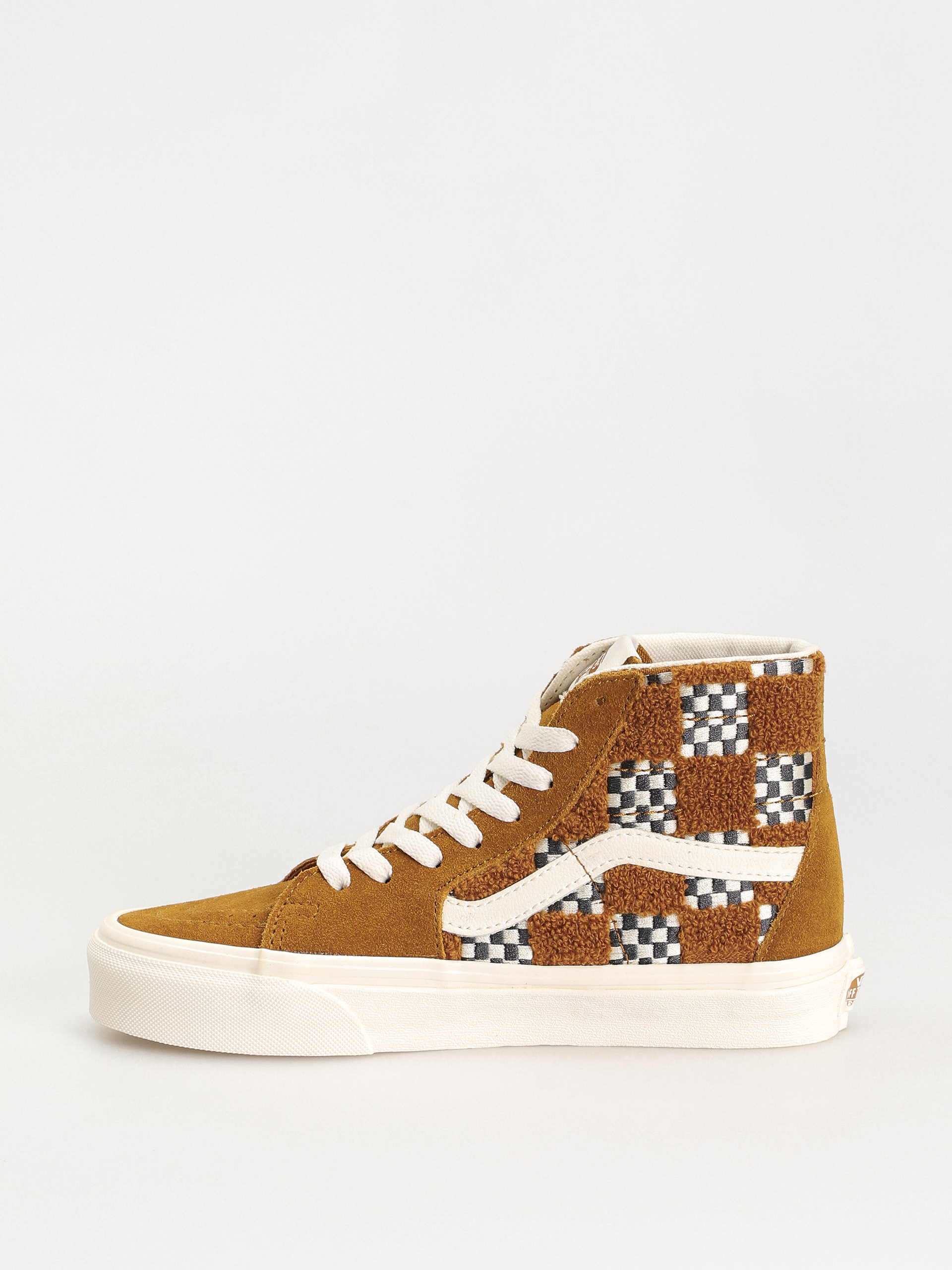 Vans Sk8 Hi Tapered Shoes (tufted check golden brown)