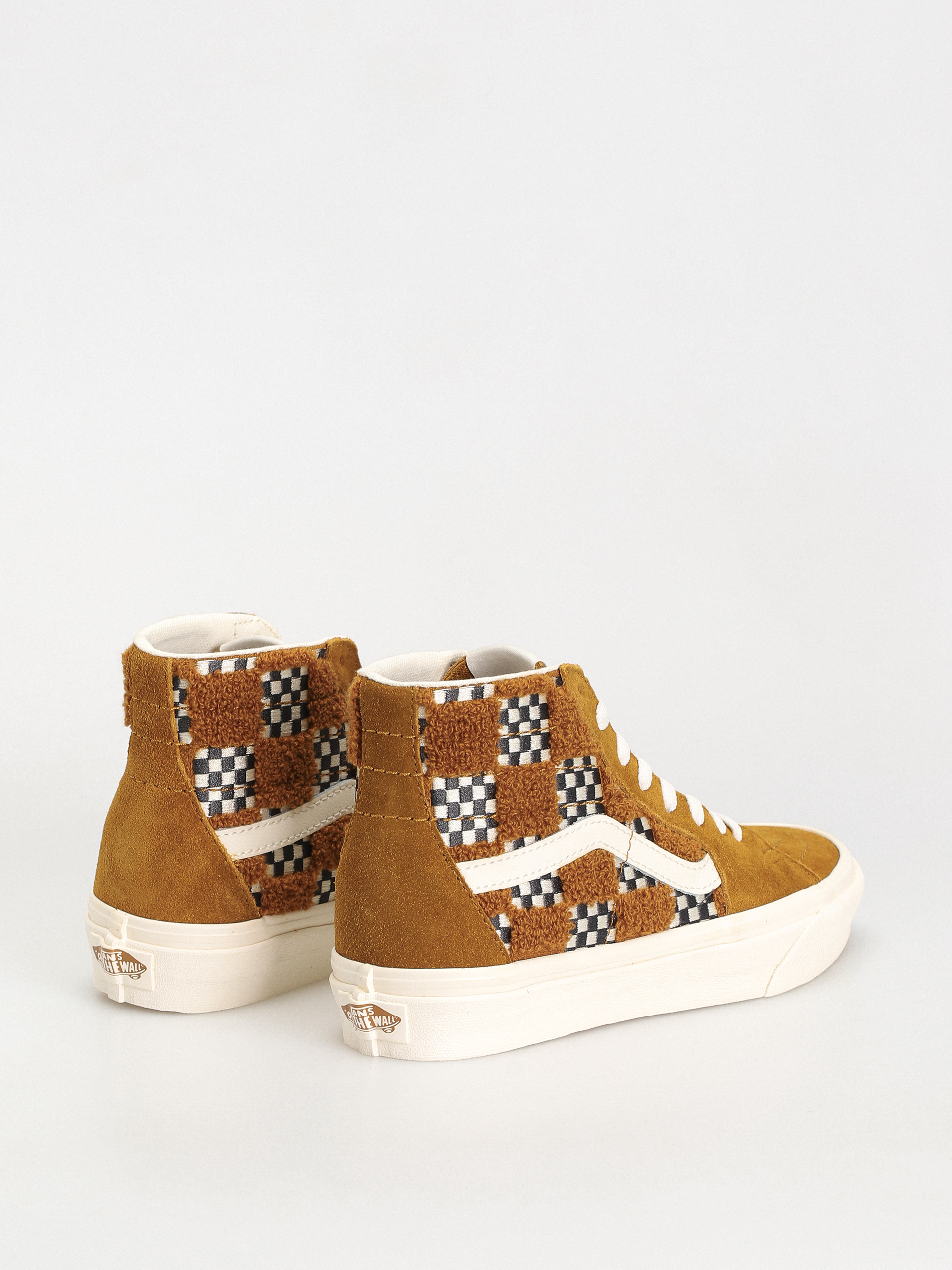 Vans Sk8 Hi Tapered Shoes (tufted check golden brown)