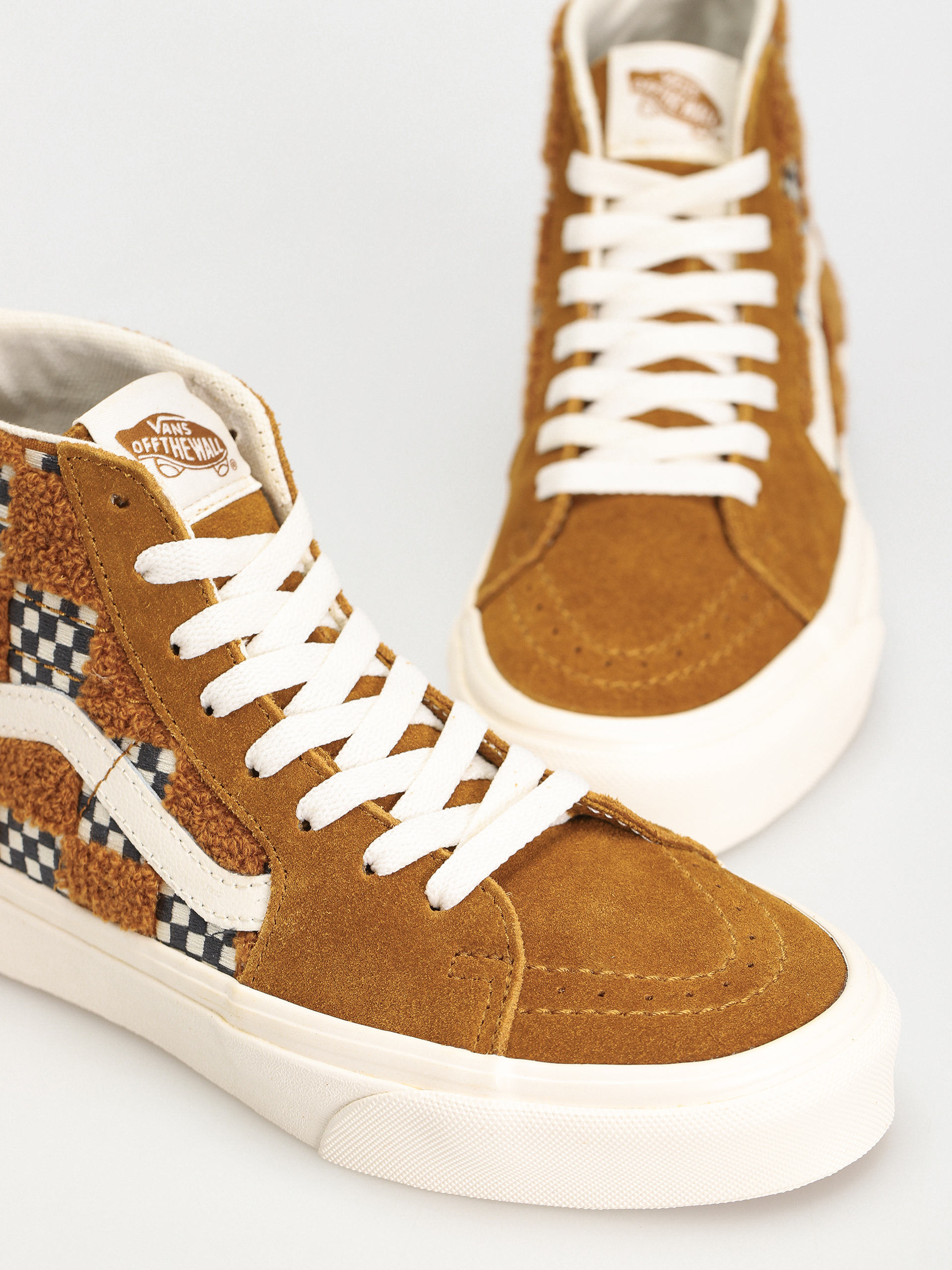Vans Sk8 Hi Tapered Shoes (tufted check golden brown)