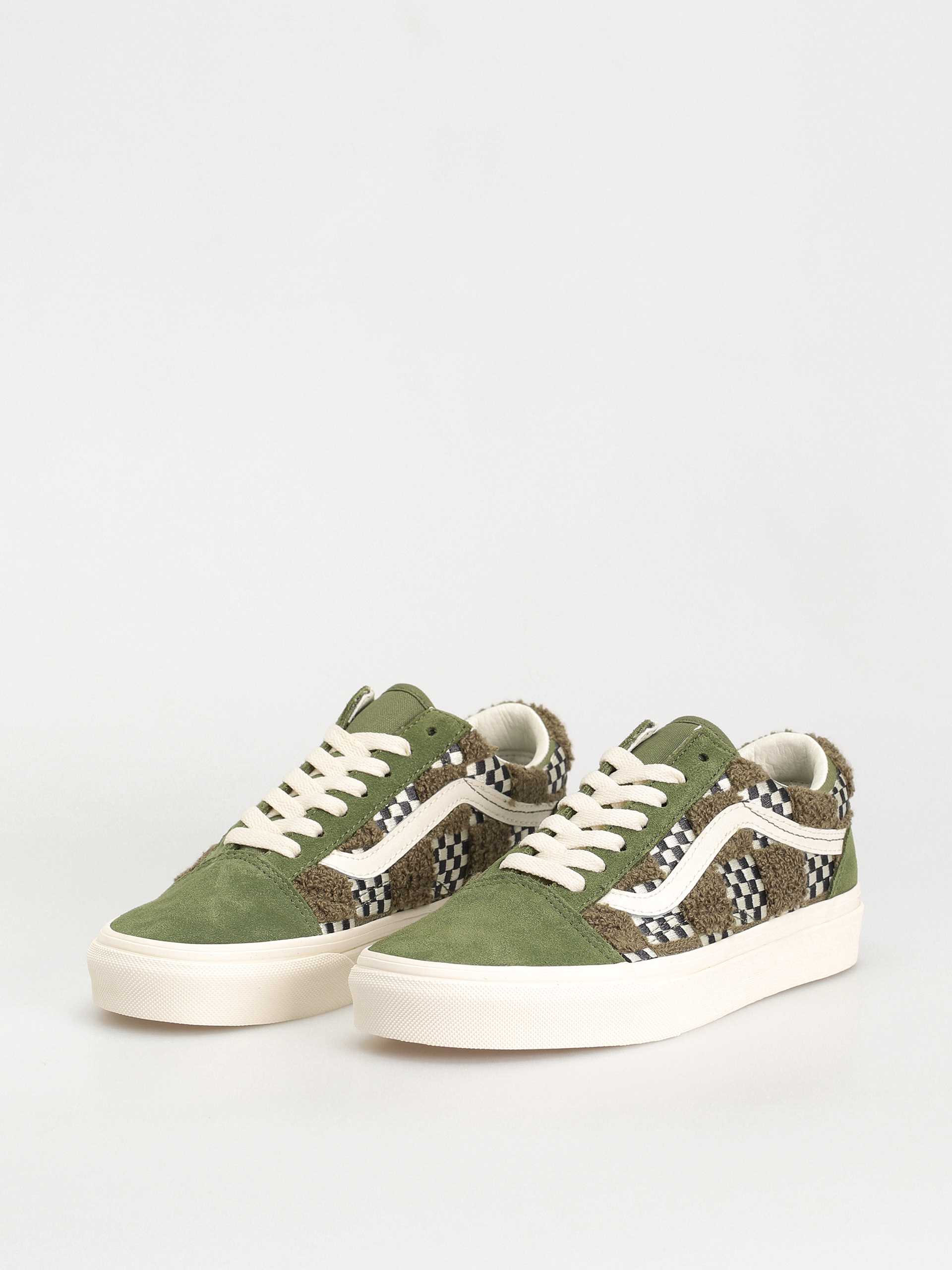 Vans Old Skool Shoes (tufted check loden green)