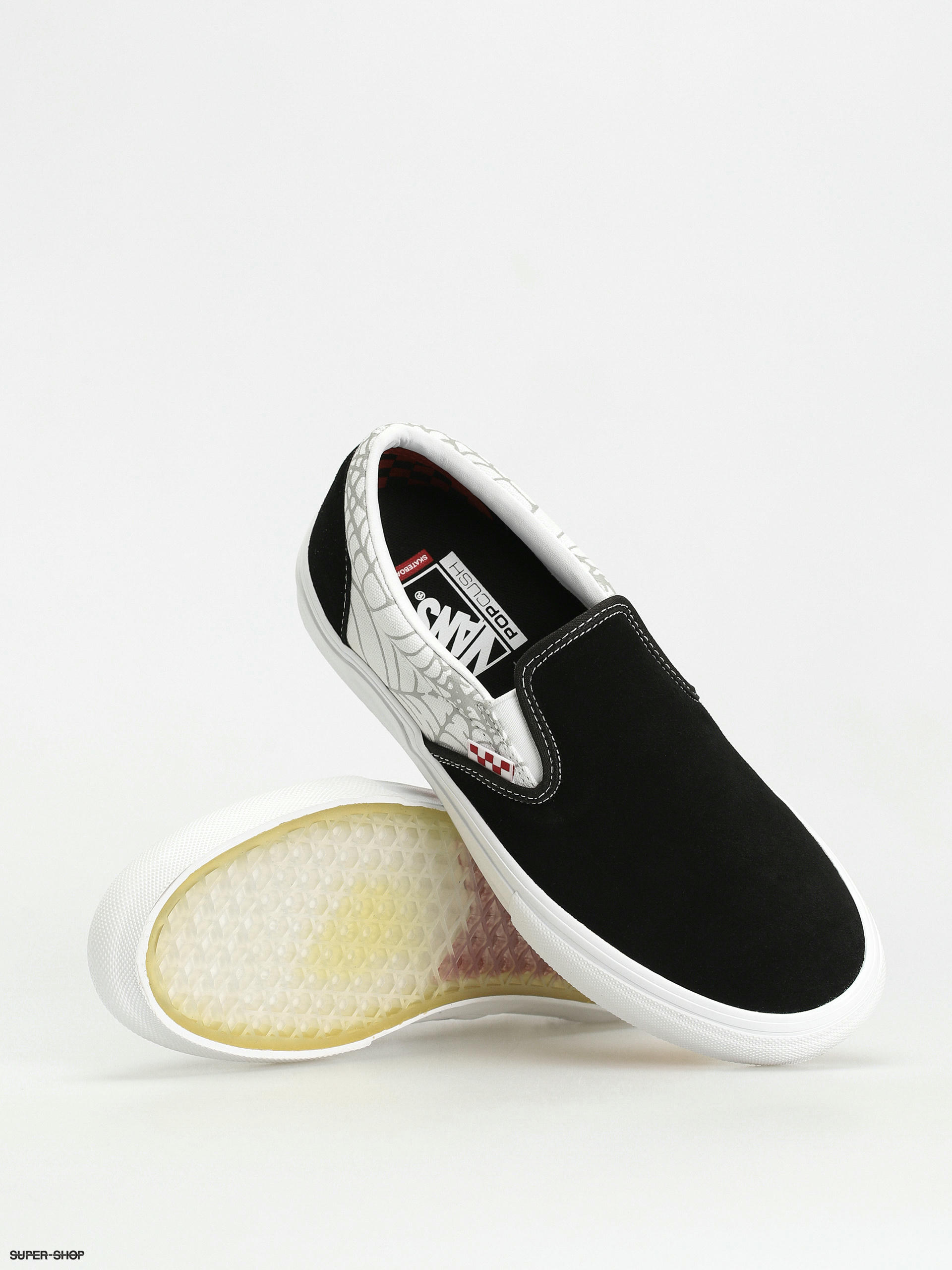 Vans slip on store black and red