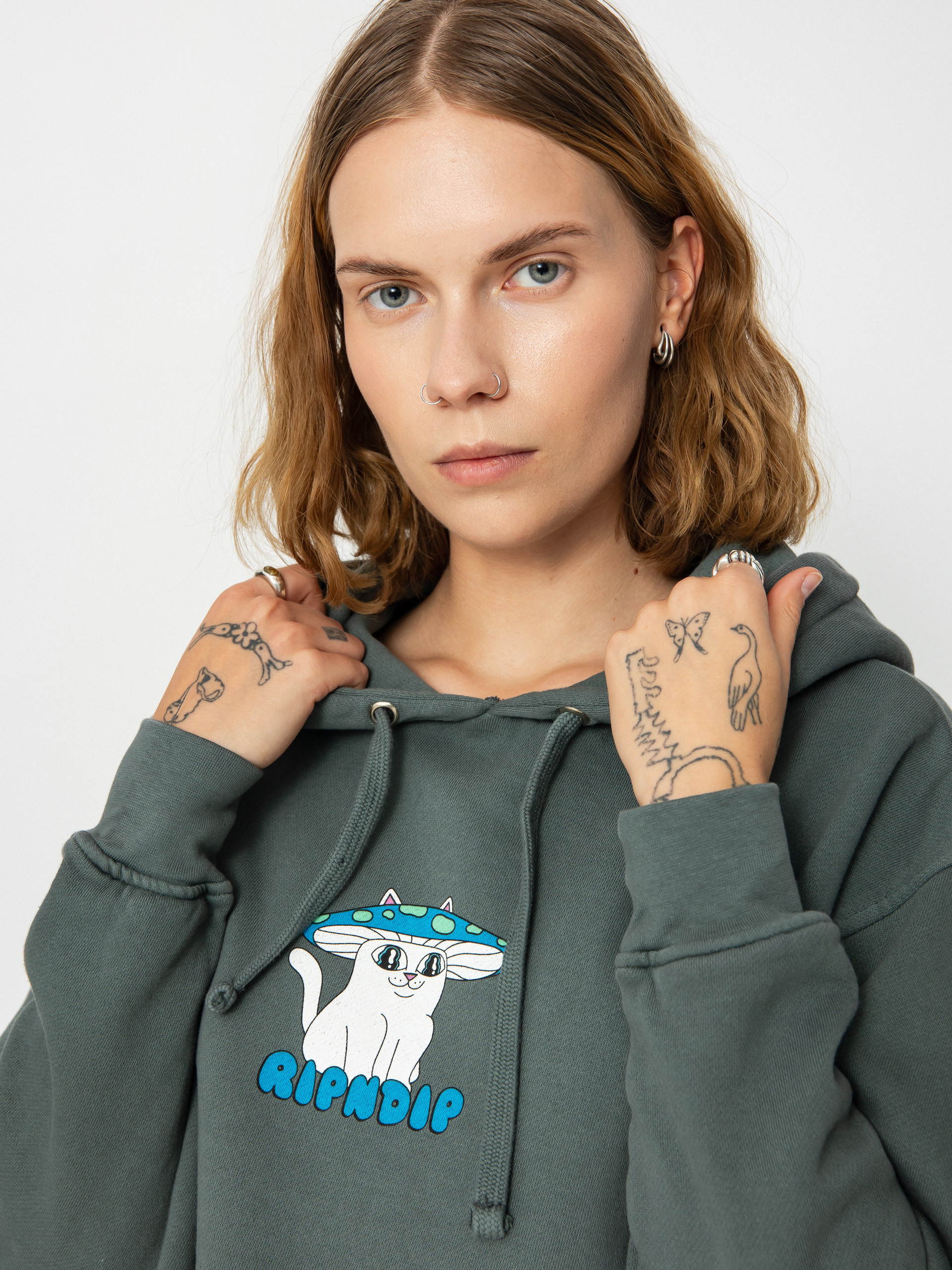 RipNDip Shroom Nerm Cropped HD Hoodie Wmn (charcoal)