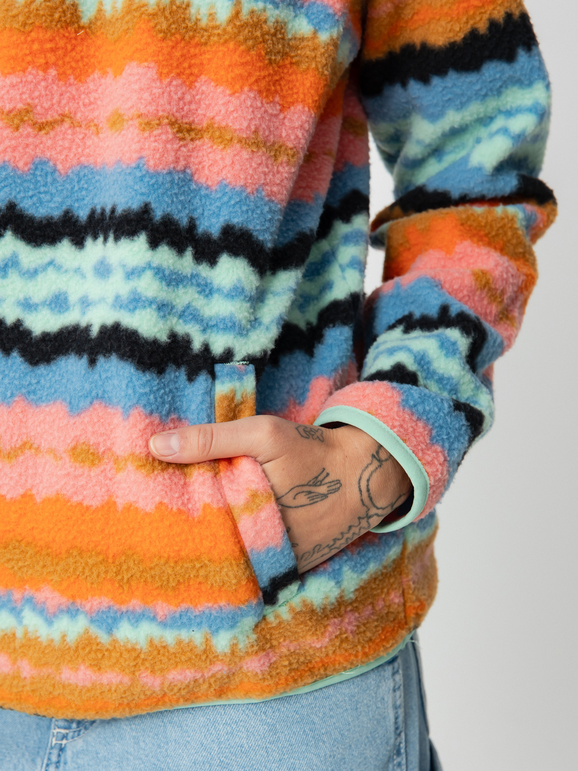 Womens Billabong Boundary Mock 3 Fleece (shallow sea)