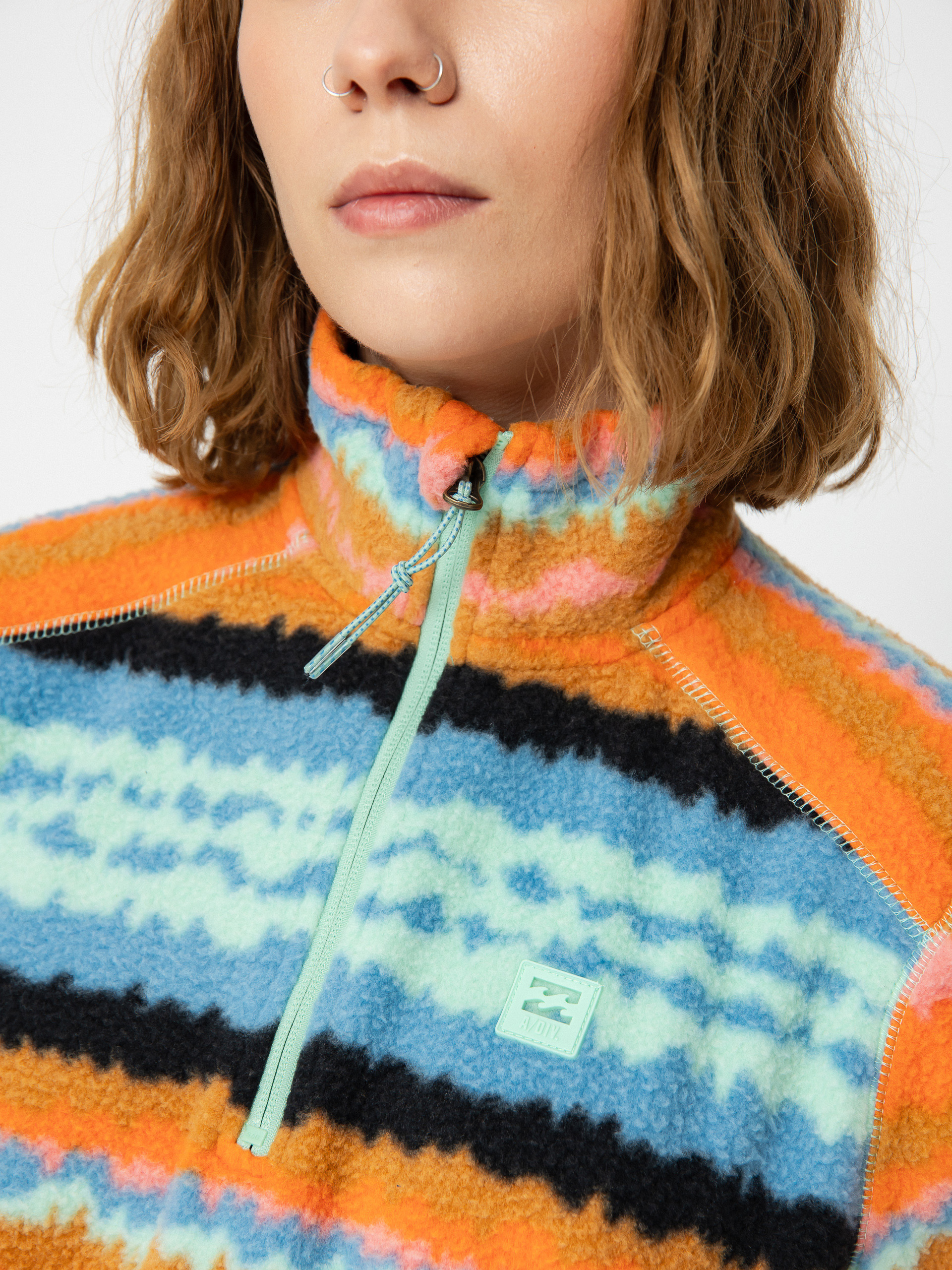 Womens Billabong Boundary Mock 3 Fleece (shallow sea)