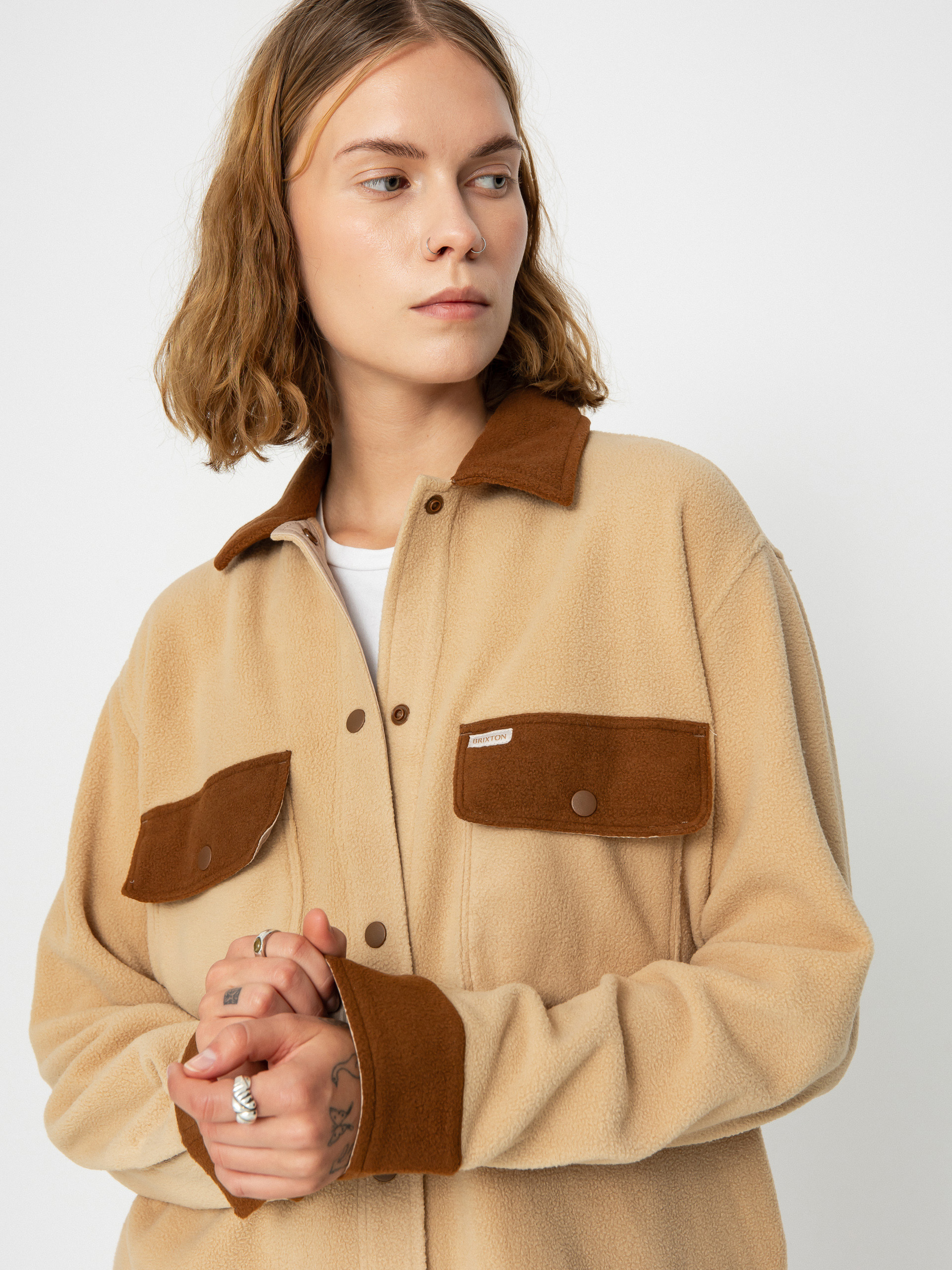 Brixton Bowery Bf Arctic Stretch Fleec Hemd Wmn (sesame/bison)