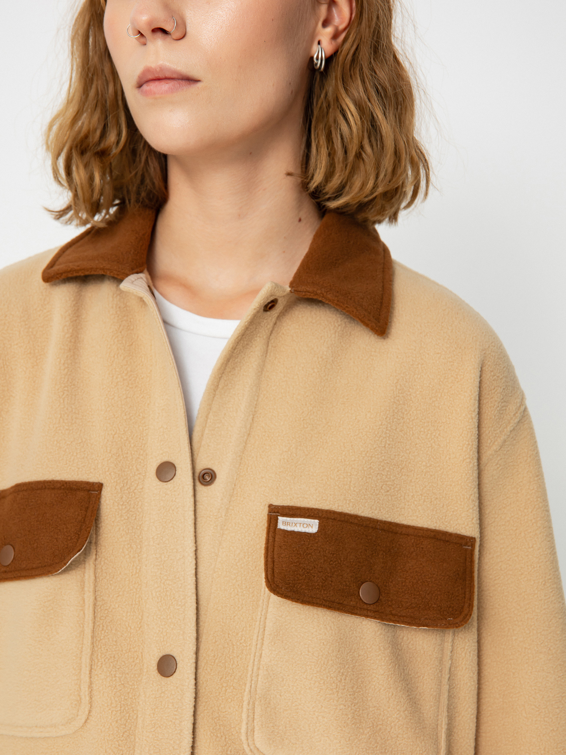 Brixton Bowery Bf Arctic Stretch Fleec Hemd Wmn (sesame/bison)