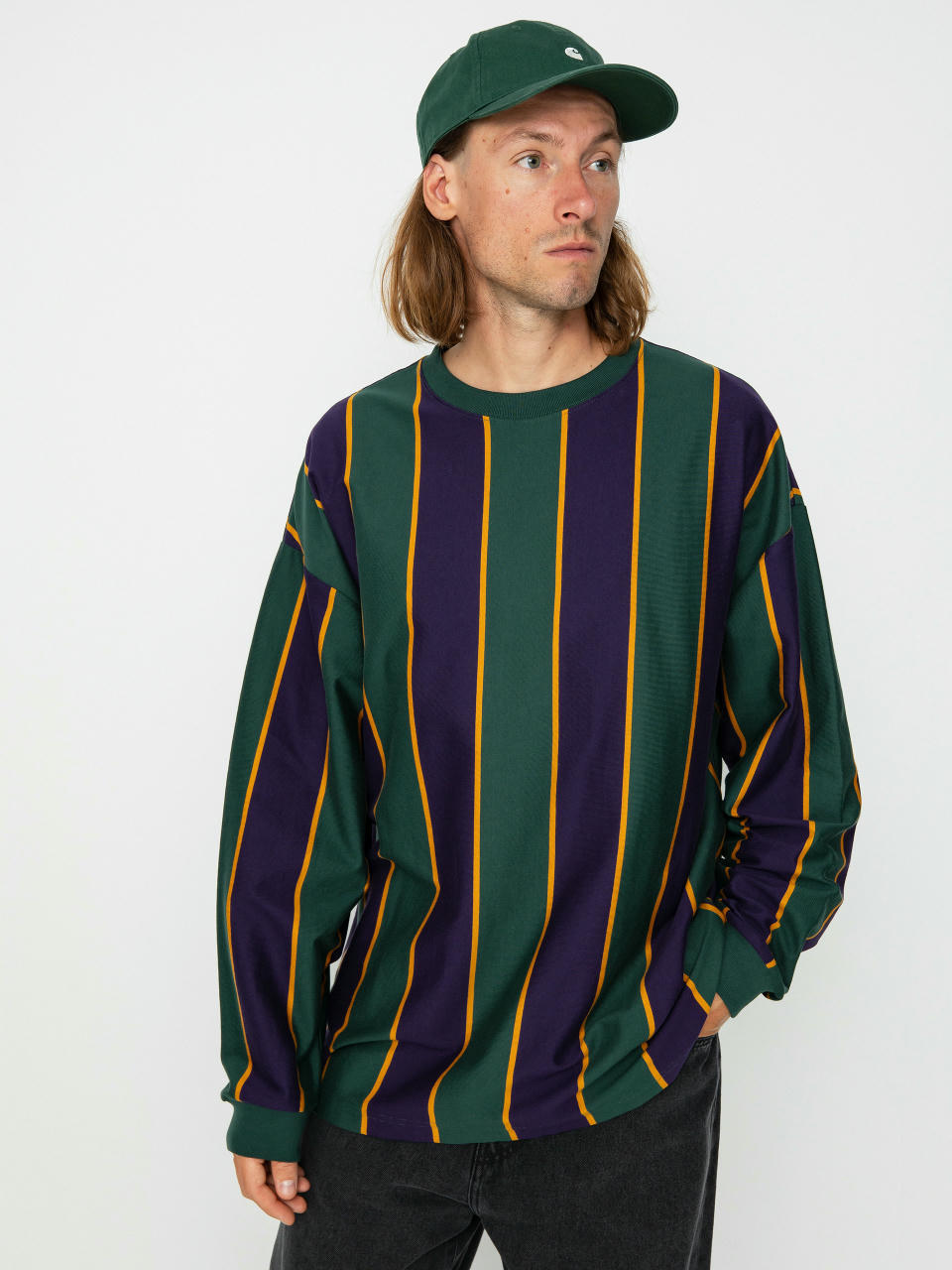 Carhartt WIP Ruben Longsleeve (ruben stripe discovery green/cassis)