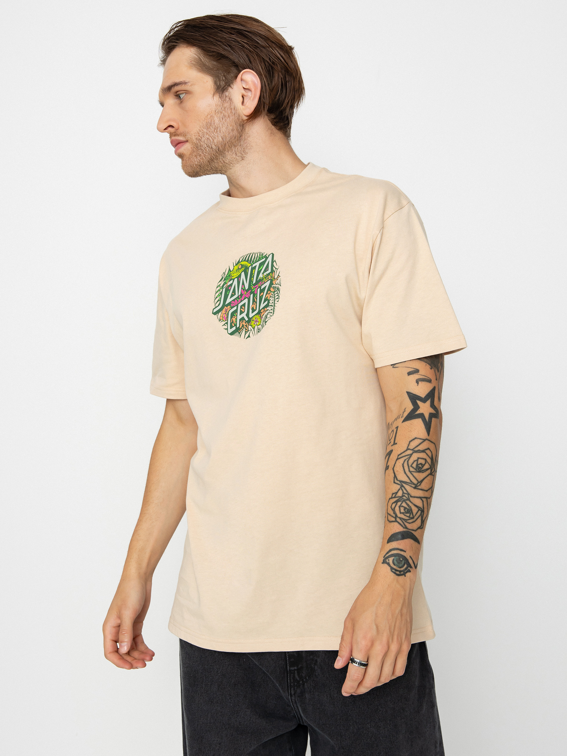 Santa Cruz Asp Flores Dot Front T-shirt (oat)
