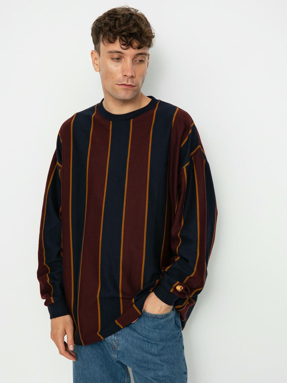 Carhartt WIP Ruben Longsleeve (ruben stripe dark navy/amarone)