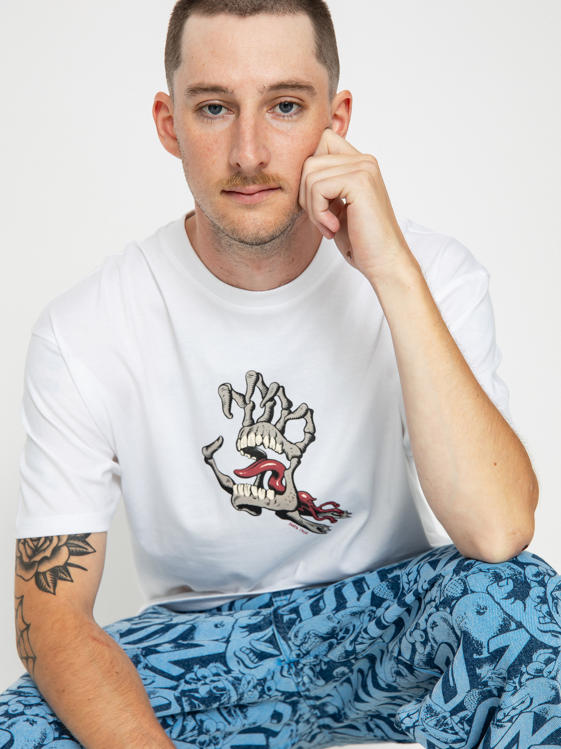 Santa Cruz Bone Hand Cruz Front T-shirt (white)