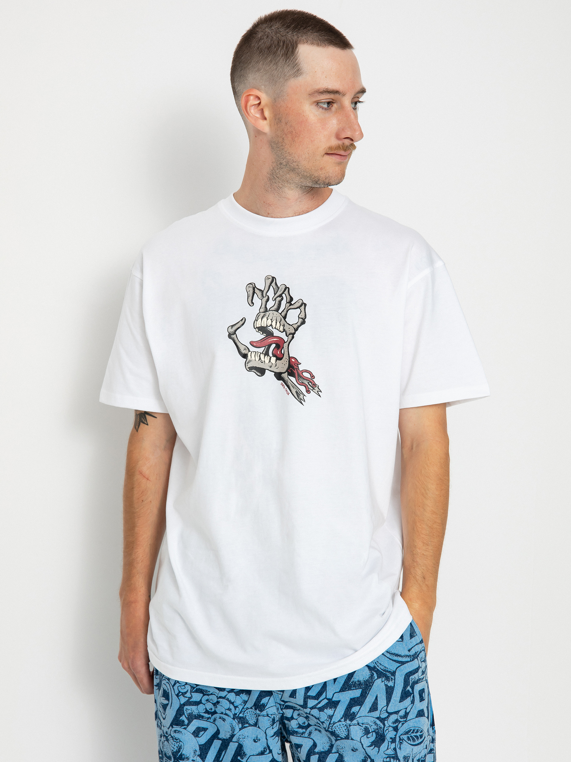 Santa Cruz Bone Hand Cruz Front T-shirt (white)