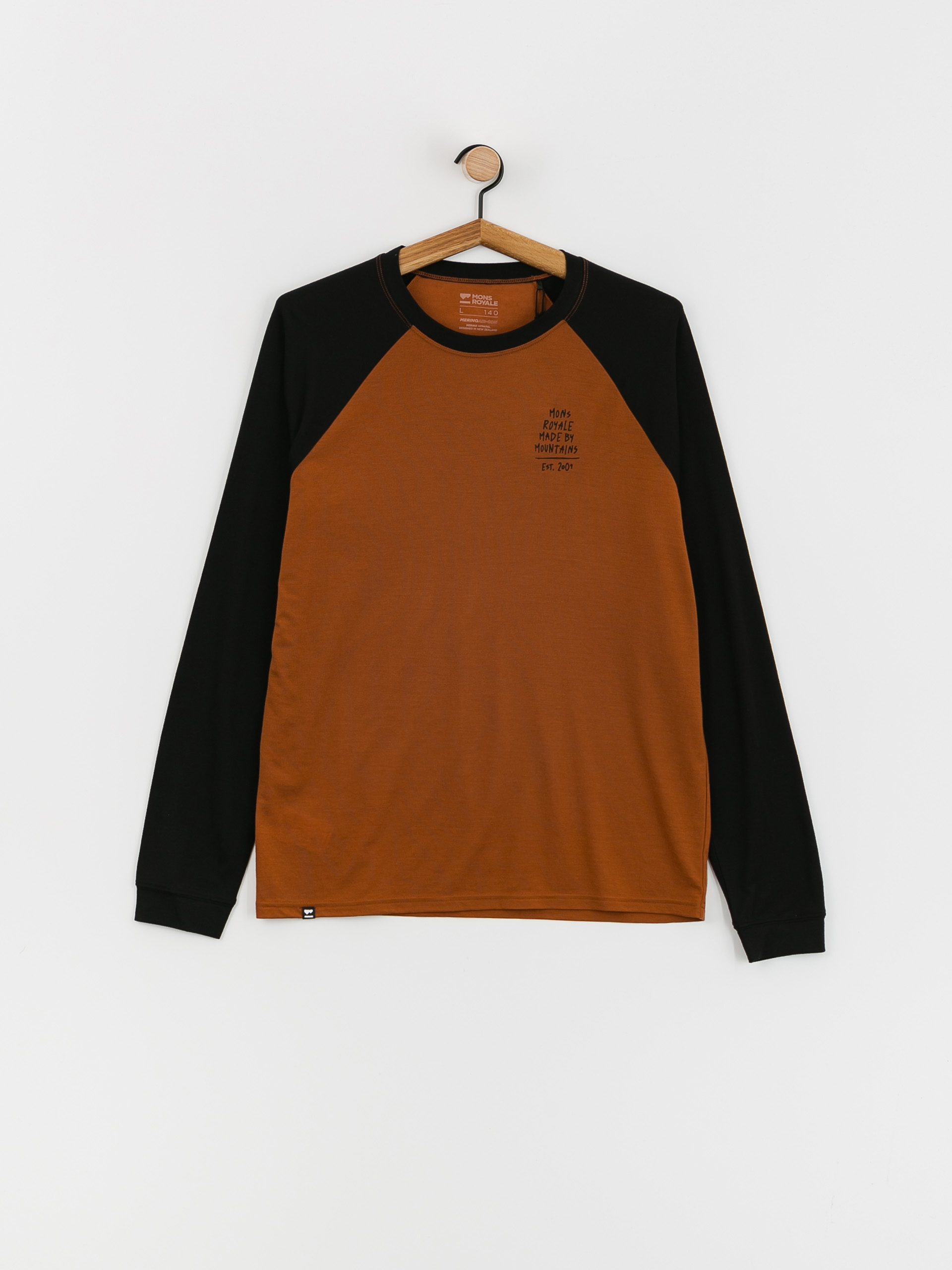 Mons Royale Icon Merino Raglan Active longsleeve - brown (black