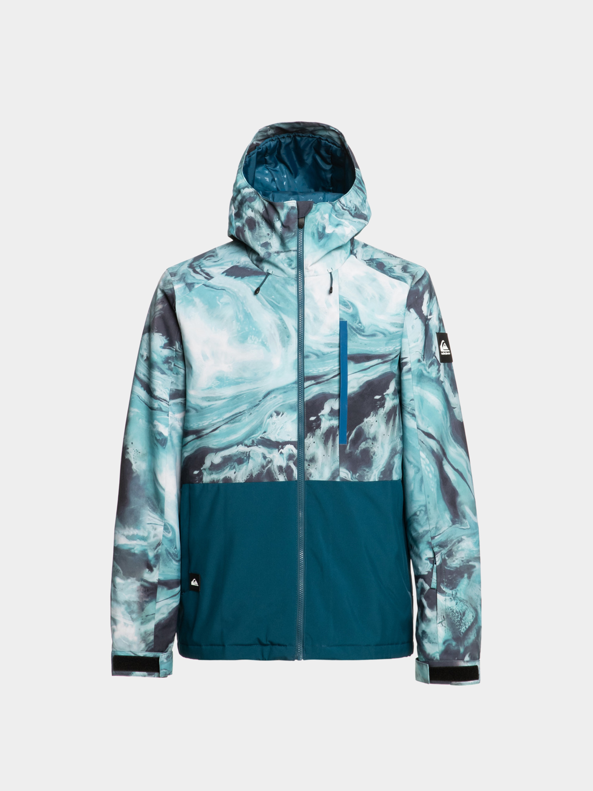 Mens Quiksilver Mission Printed Block Snowboard jacket (resin tint majolica blue)