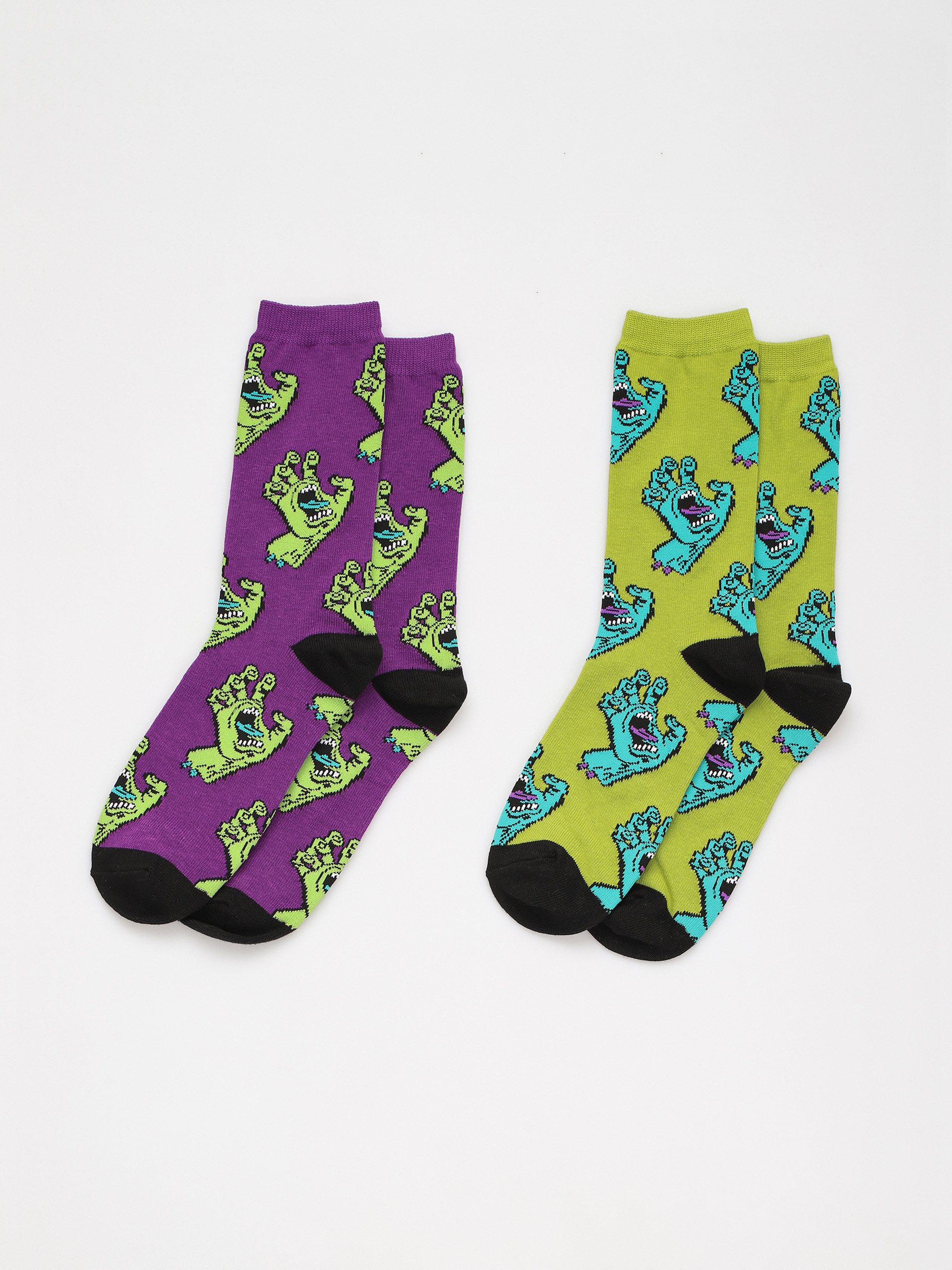 Santa Cruz Multi Hand Sock 2pc Socks (purple & green)