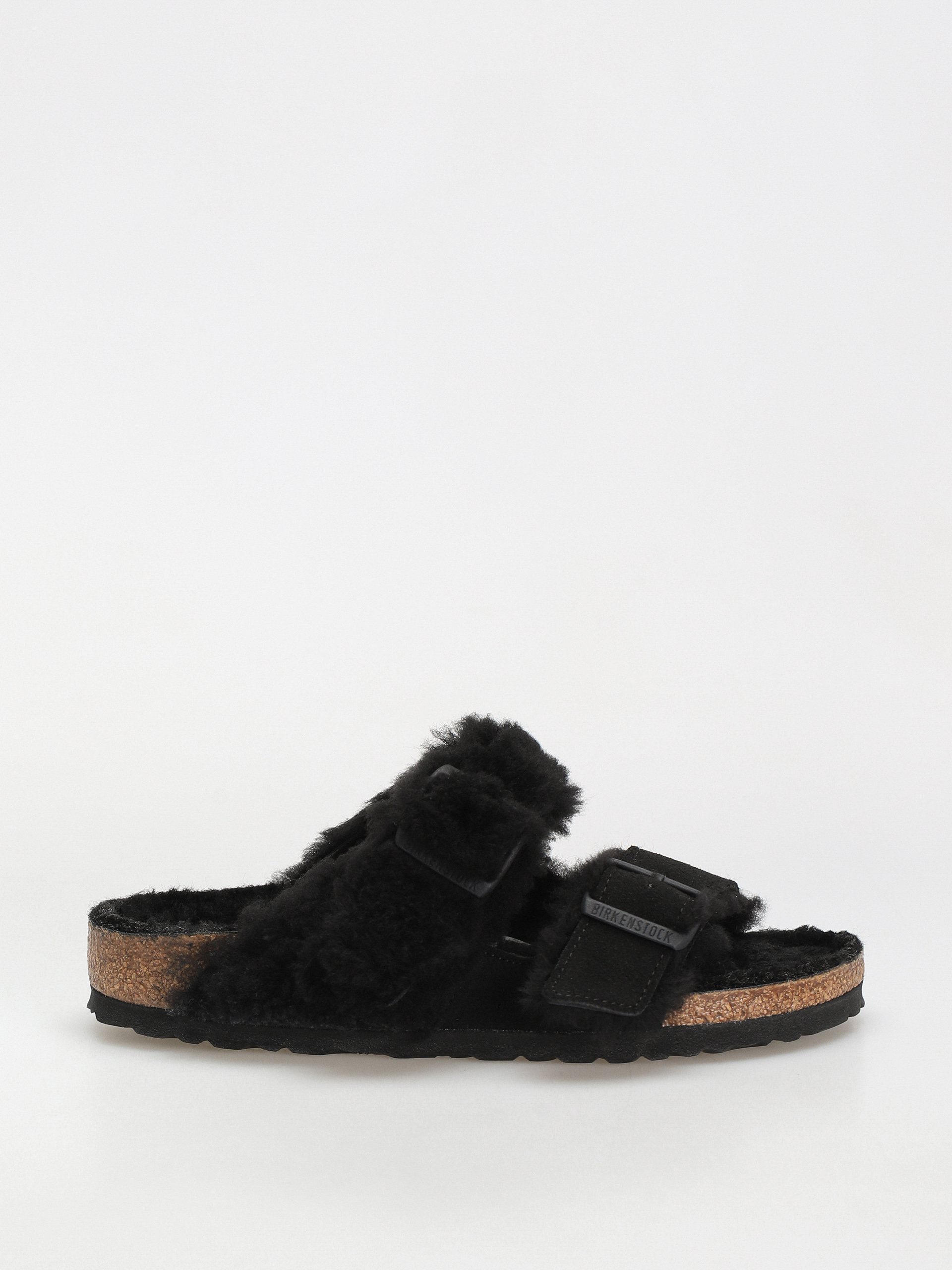 Birkenstock Arizona Split Teddy Parts Rivet Logo Suede Leather/Fur Narrow Flip-flops Wmn (black)