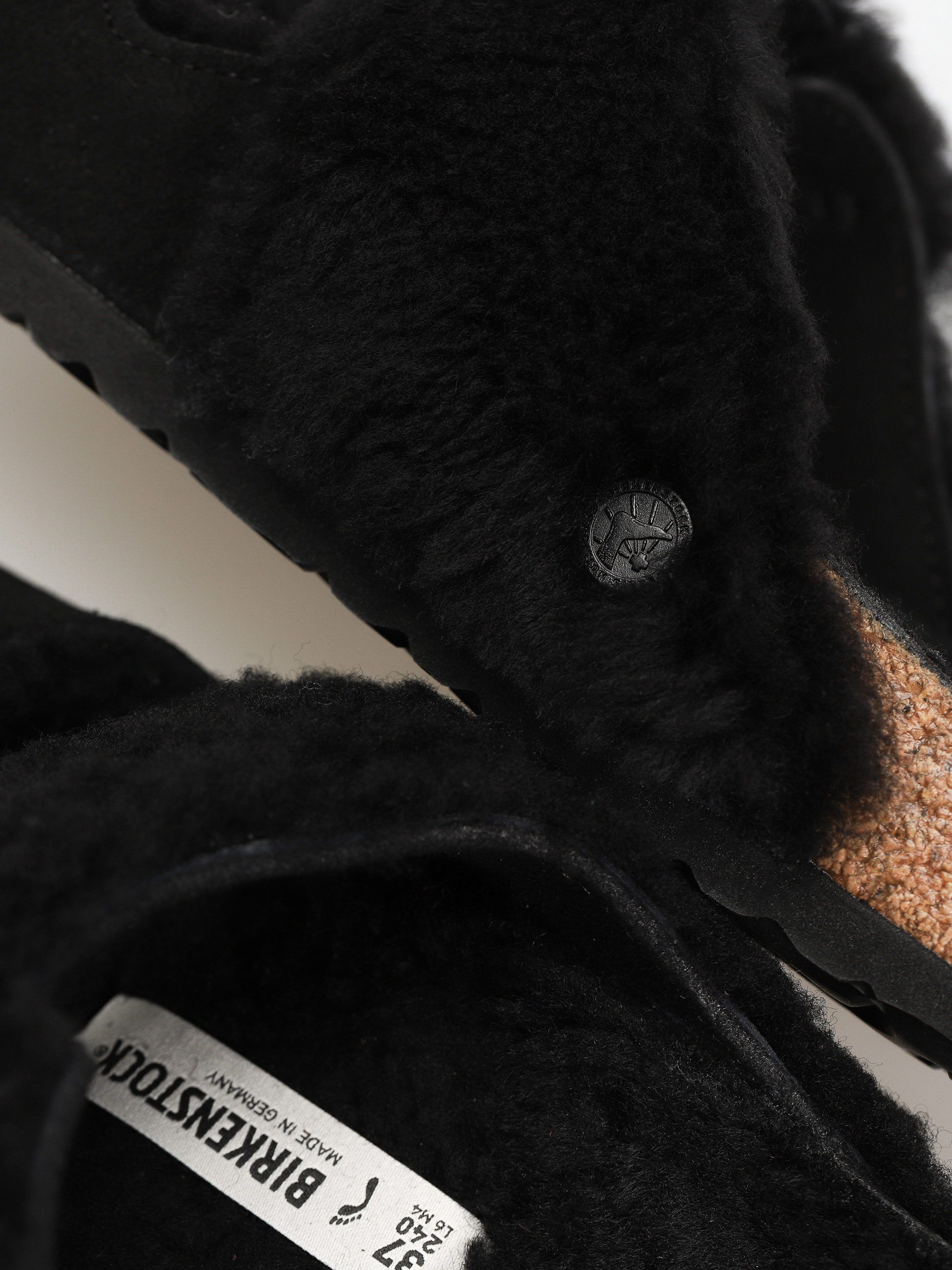 Birkenstock Arizona Split Teddy Parts Rivet Logo Suede Leather/Fur Narrow Sandalen Wmn (black)