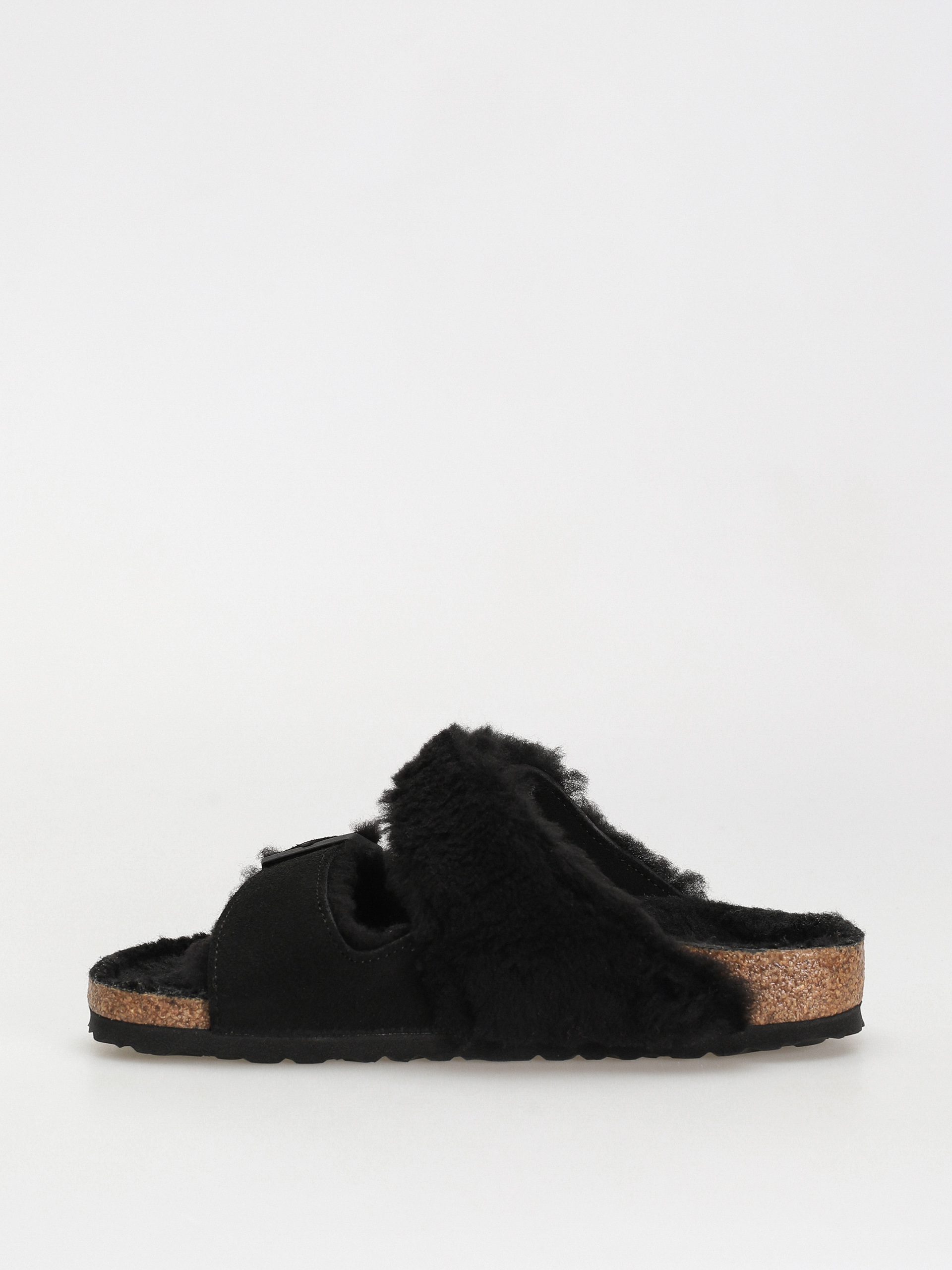 Birkenstock Arizona Split Teddy Parts Rivet Logo Suede Leather/Fur Narrow Sandalen Wmn (black)