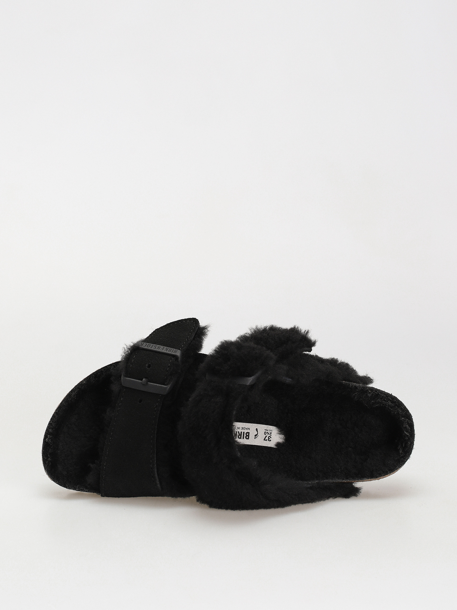 Birkenstock Arizona Split Teddy Parts Rivet Logo Suede Leather/Fur Narrow Sandalen Wmn (black)