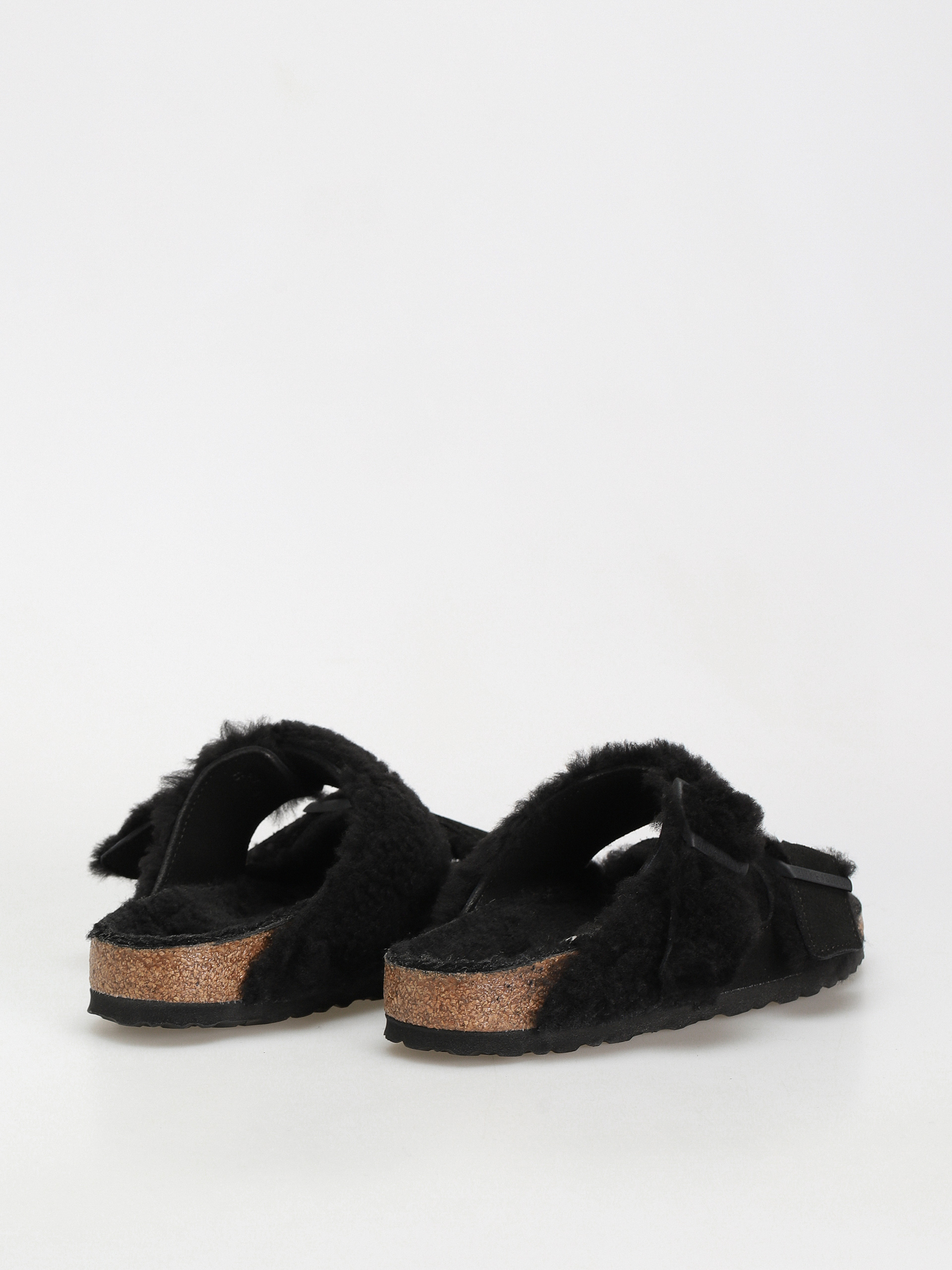 Birkenstock Arizona Split Teddy Parts Rivet Logo Suede Leather/Fur Narrow Sandalen Wmn (black)
