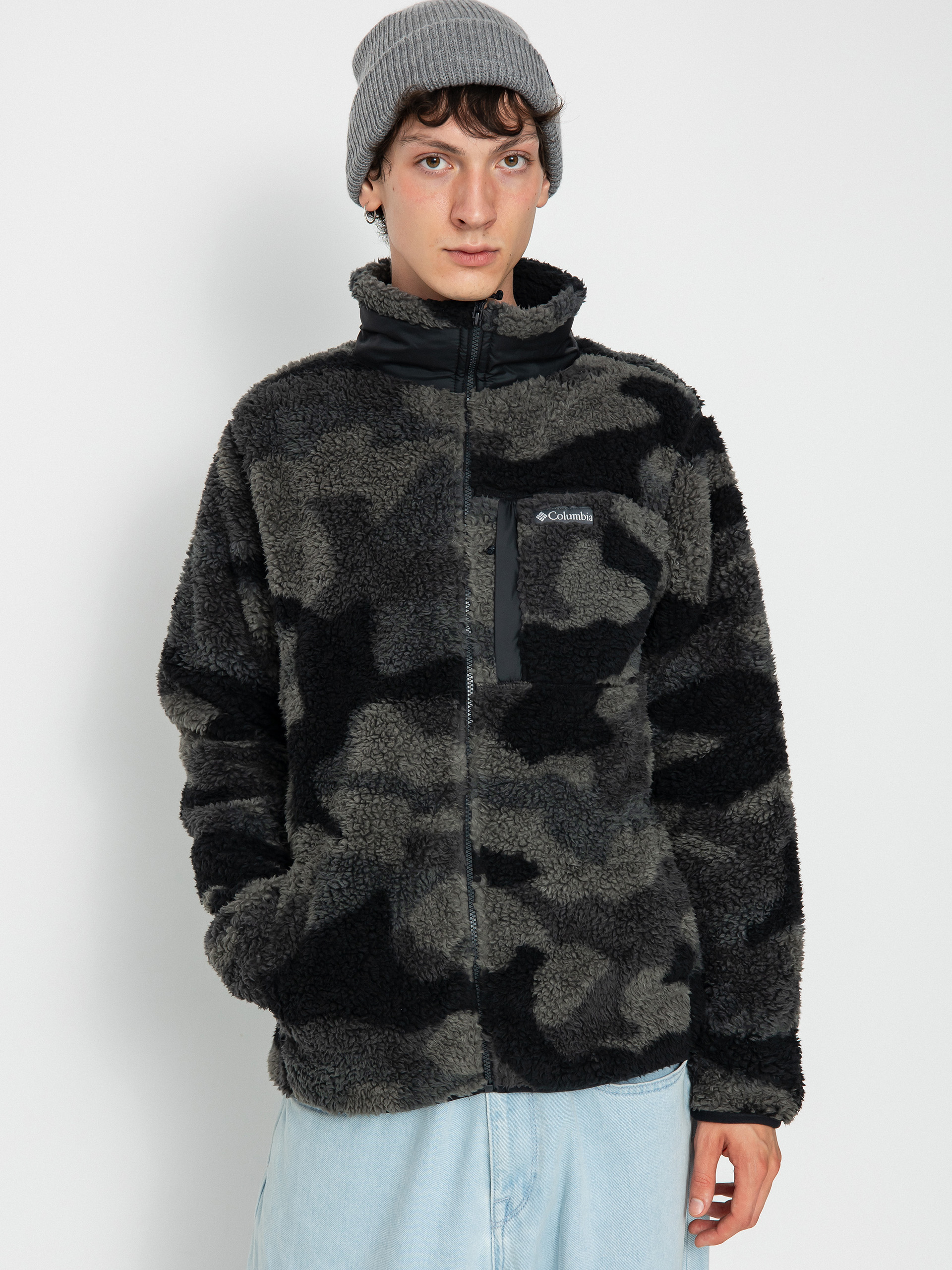 Herren Columbia Winter Pass Print Fleece Full Zip Fleecejacke (black mod camo)