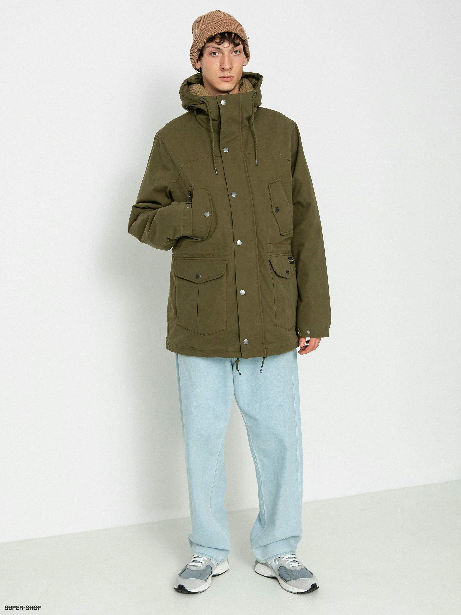 Military green store parka mens