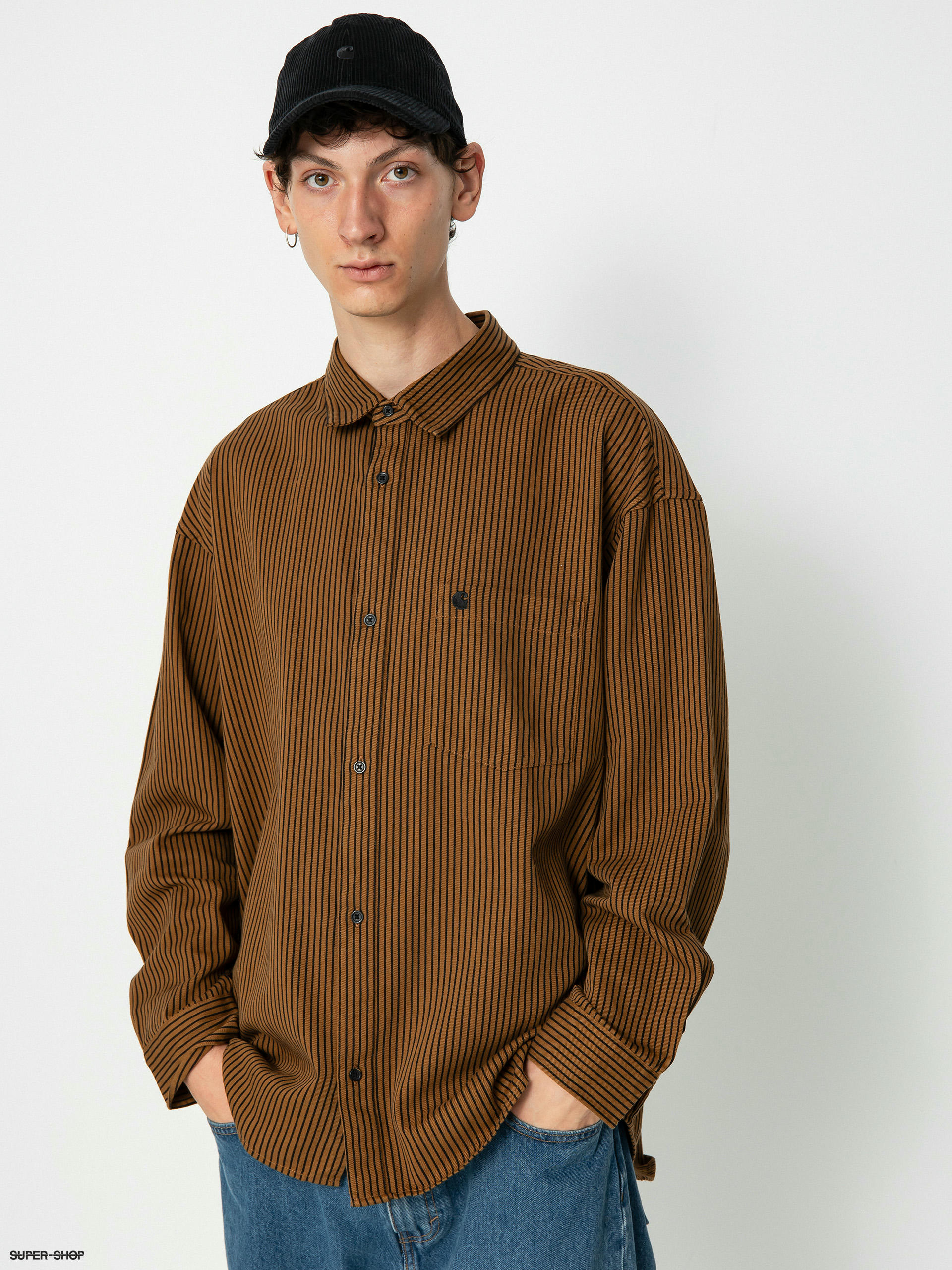 Carhartt WIP Kyle Shirt (kyle stripe hamilton brown/black)