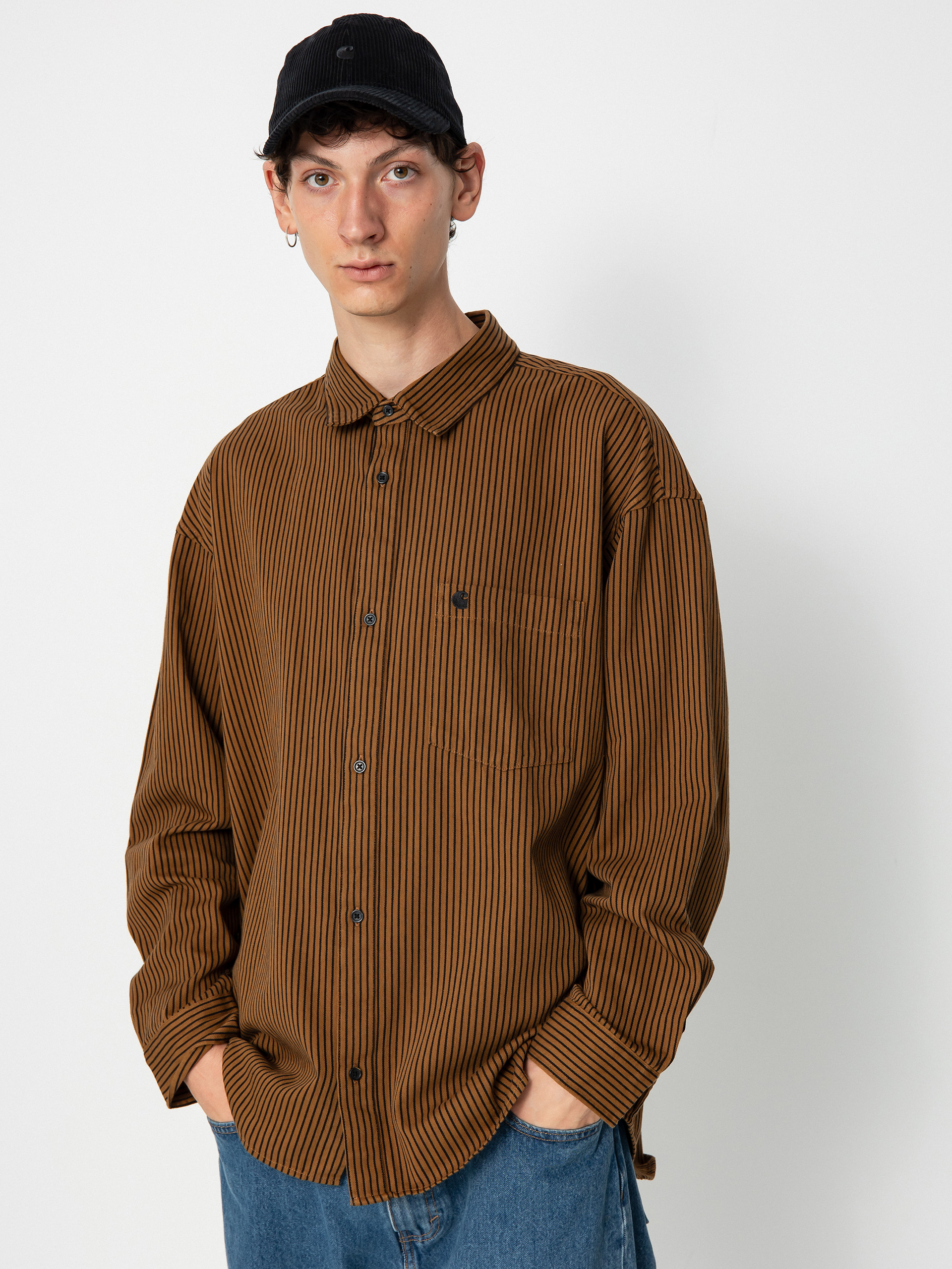 Carhartt WIP Kyle Shirt (kyle stripe hamilton brown/black)