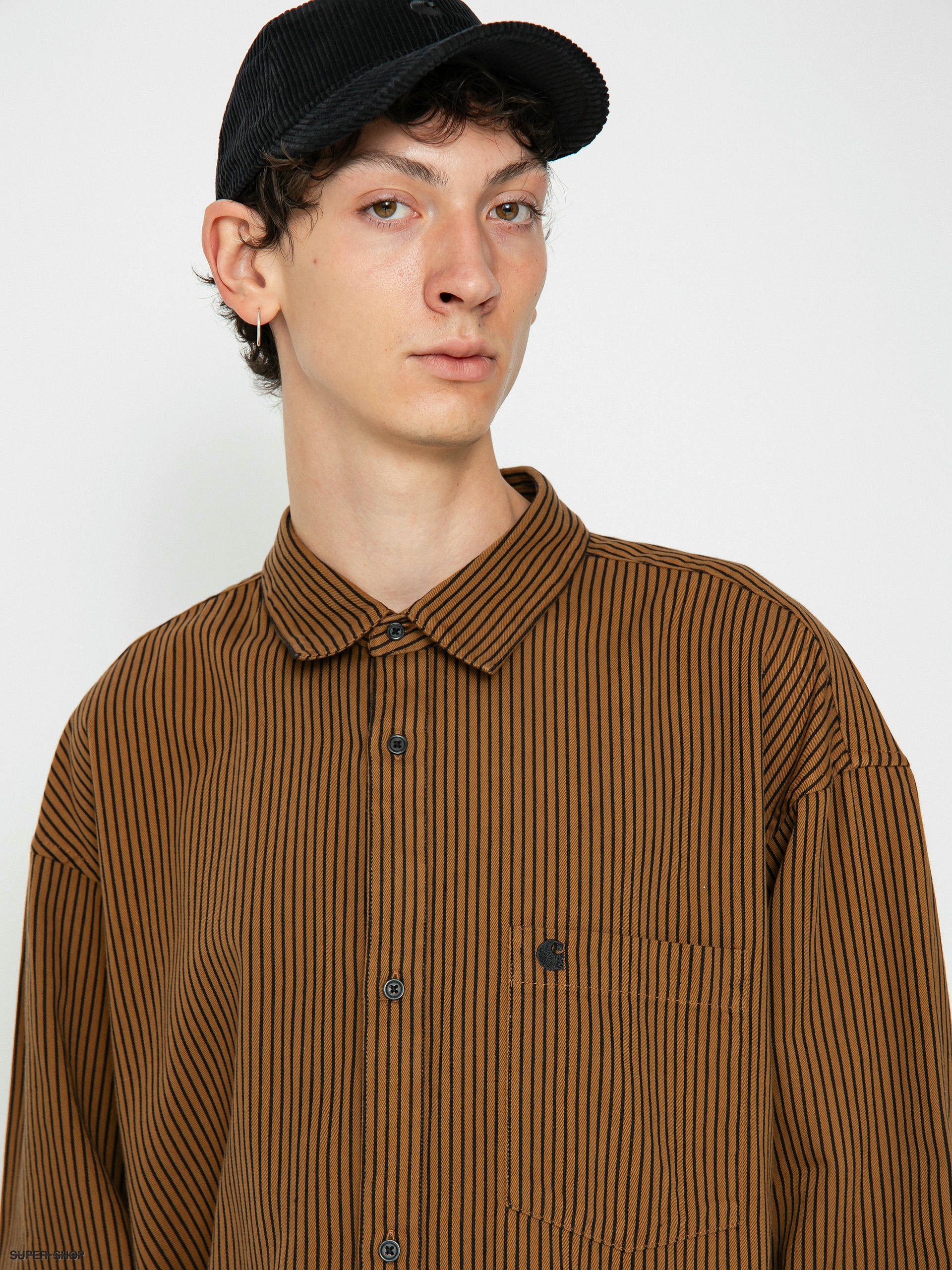 Carhartt WIP Kyle Shirt (kyle stripe hamilton brown/black)