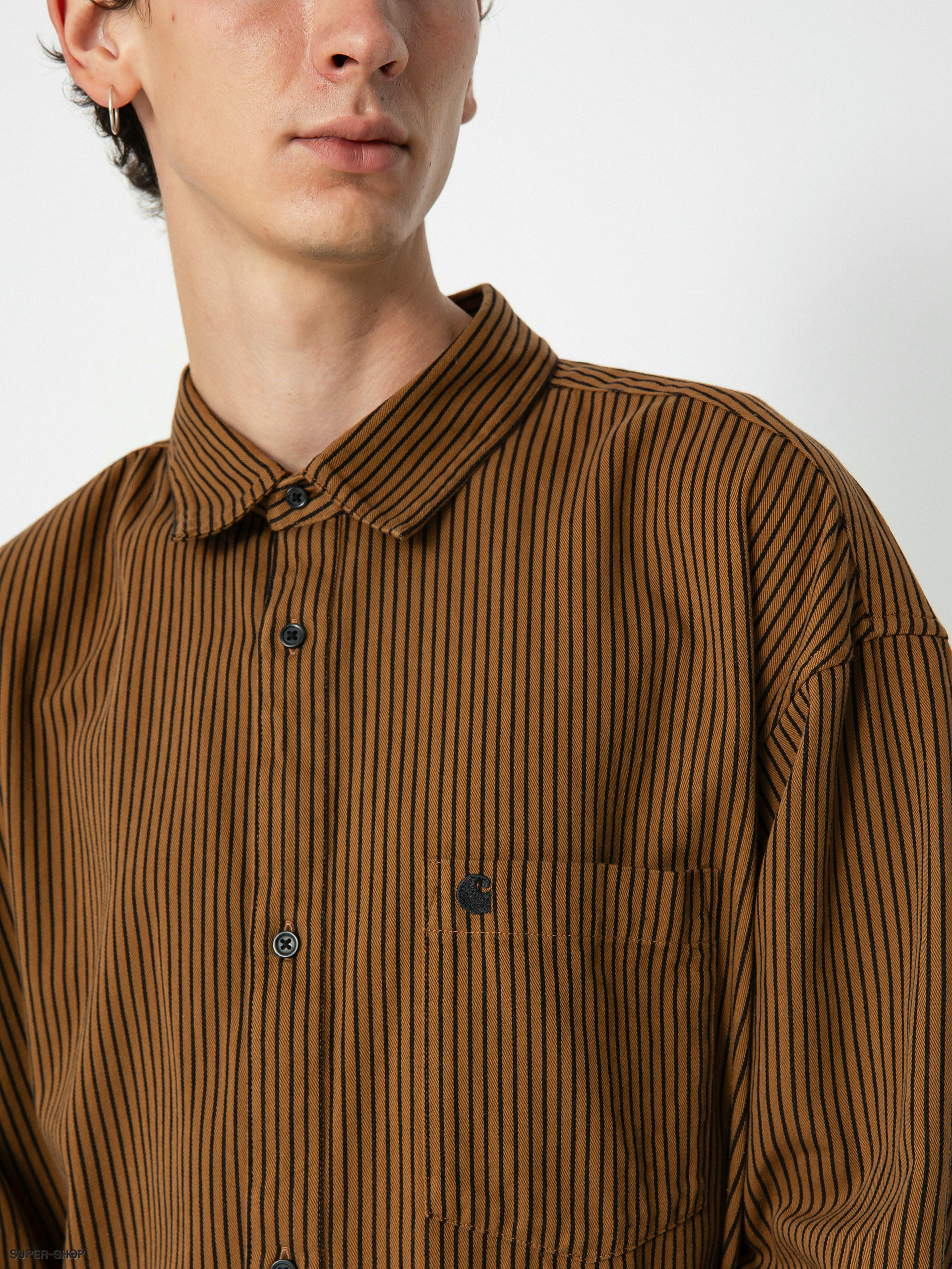 Carhartt WIP Kyle Shirt (kyle stripe hamilton brown/black)