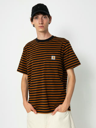 Carhartt WIP Seidler Pocket T-shirt (seidler stripe deep h brown/black)