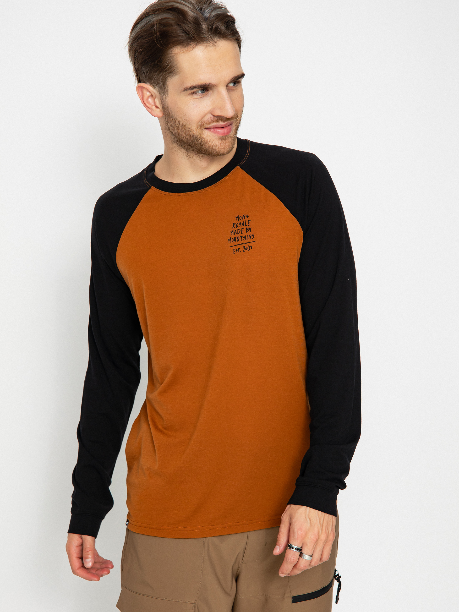 Mens Mons Royale Icon Merino Raglan Active longsleeve (black/copper)