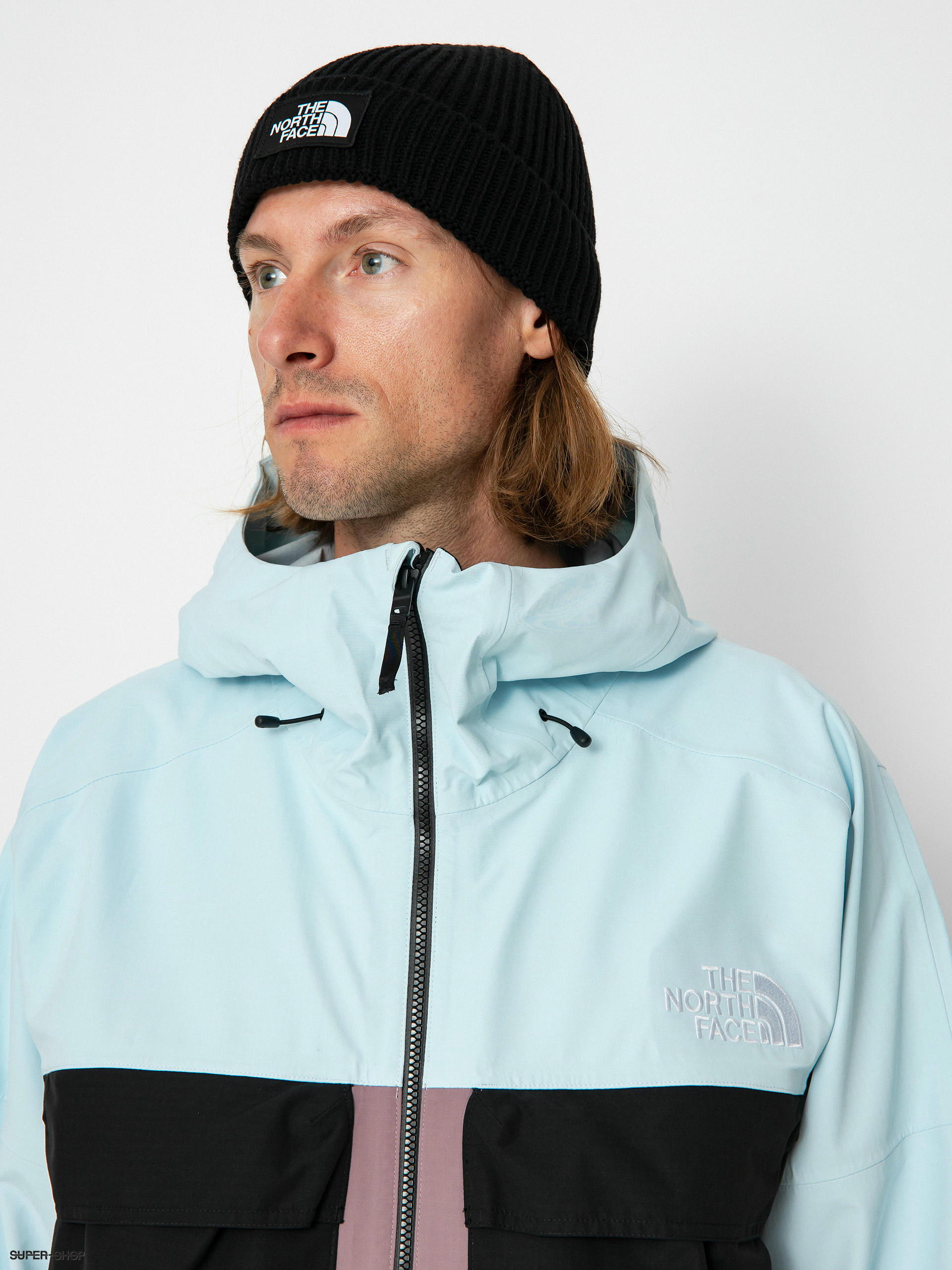 North face jacket hot sale blue and grey