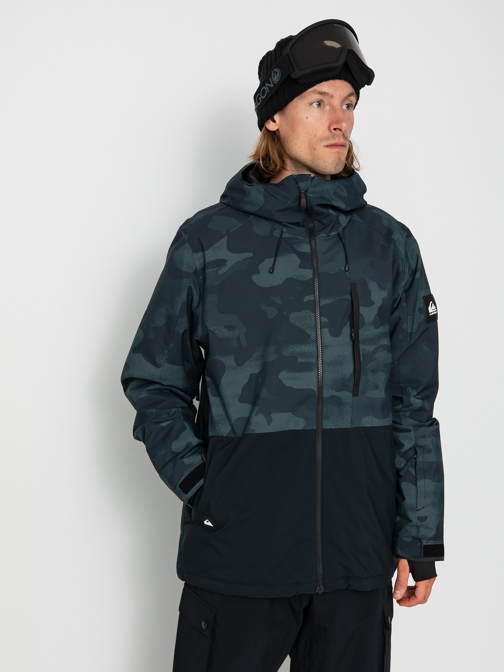 Mens Quiksilver Mission Printed Block Snowboard jacket (spray camo true black)