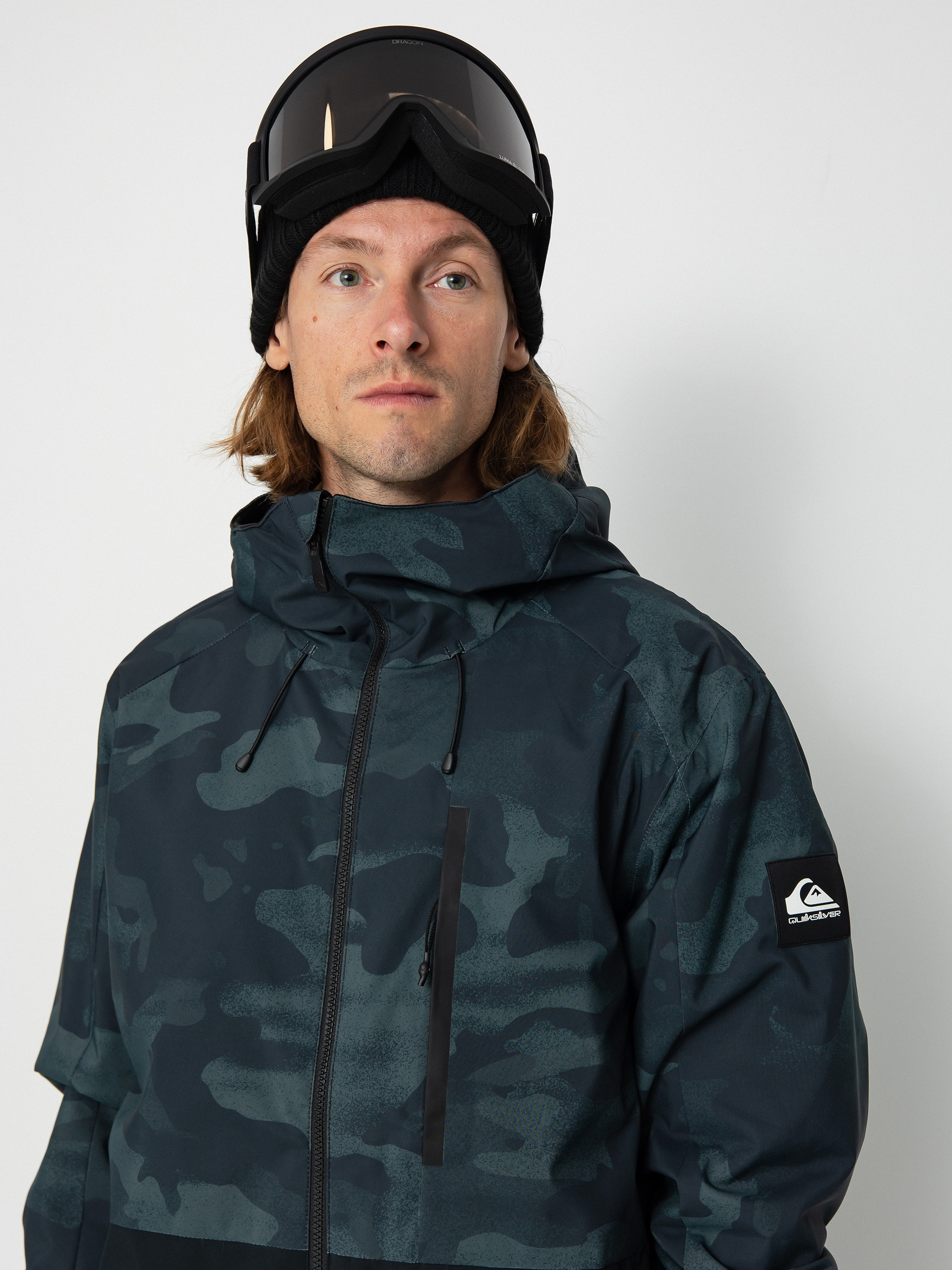 Herren Quiksilver Mission Printed Block Snowboardjacke (spray camo true black)