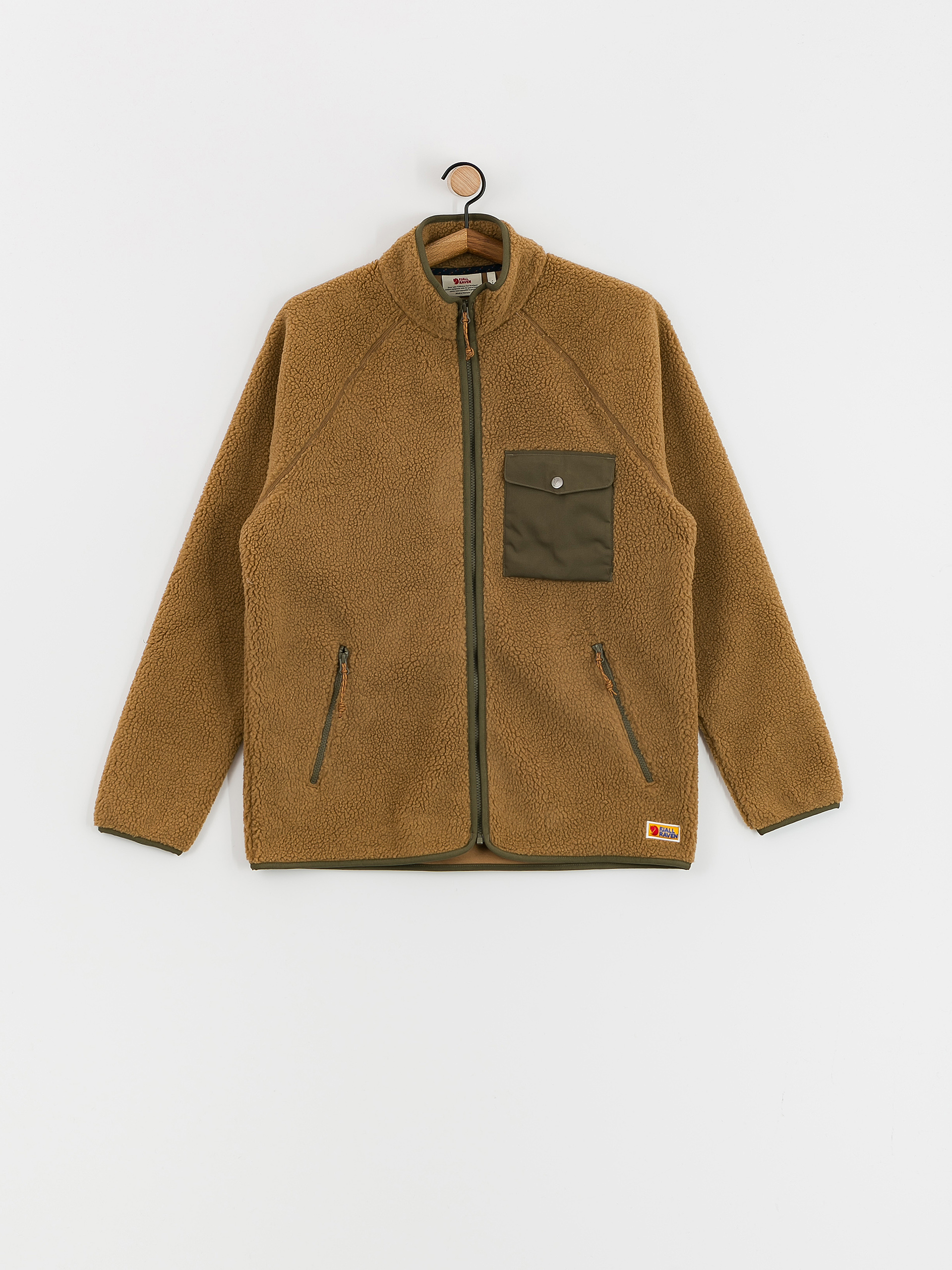 Mens Fjallraven Vardag Pile Fleece  (buckwheat brown/laurel green)