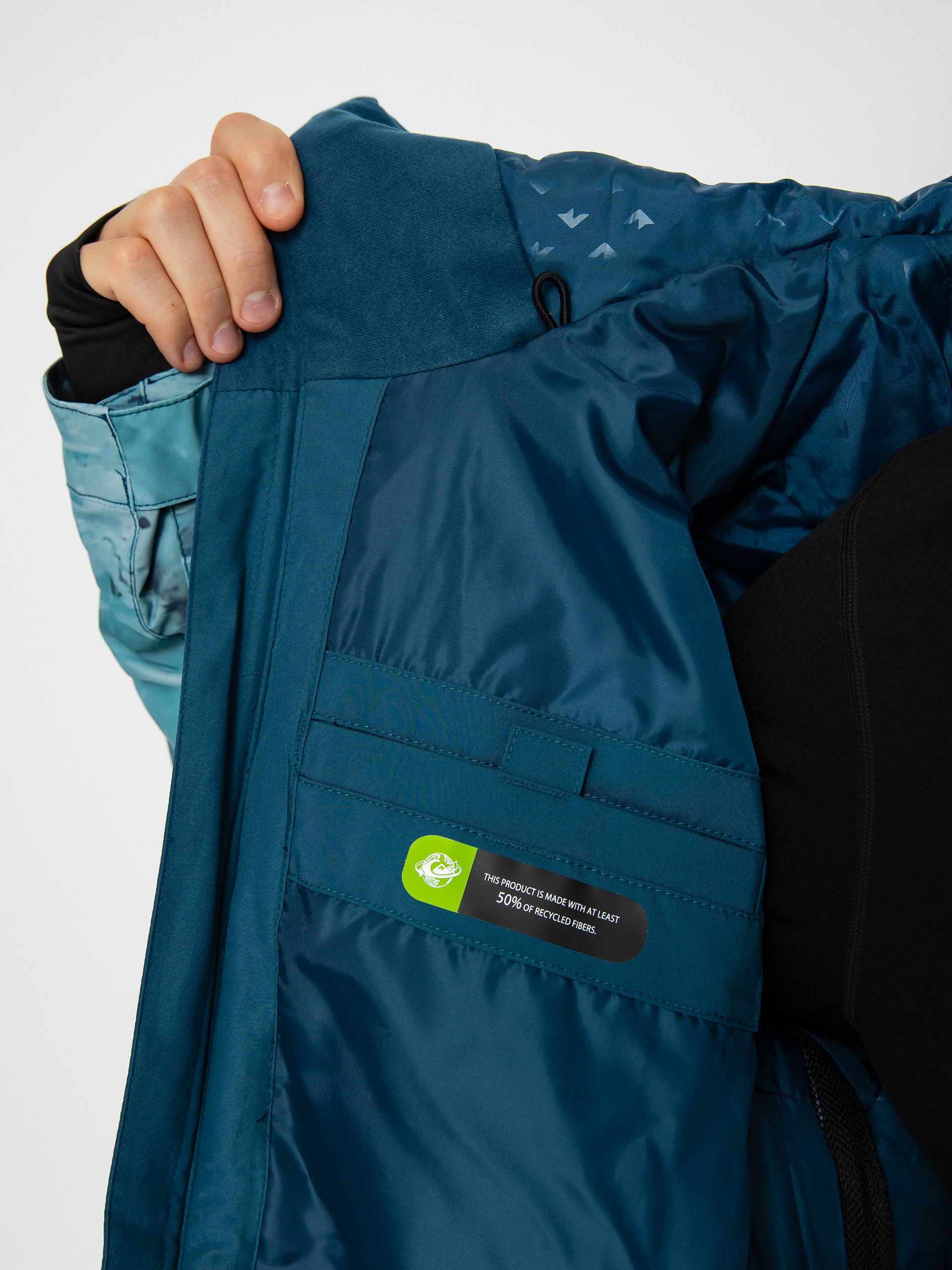 Mens Quiksilver Mission Printed Block Snowboard jacket (resin tint majolica blue)