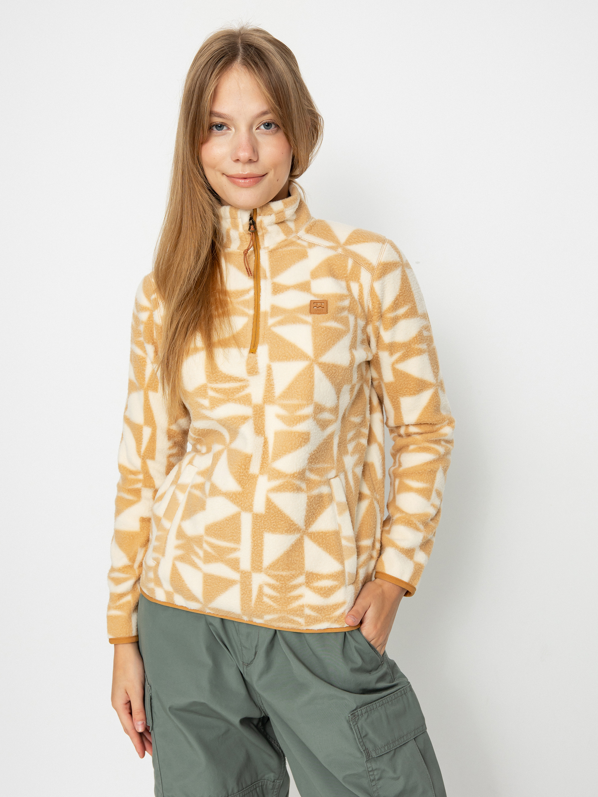 Womens Billabong Boundary Mock 3 Fleece (latte)