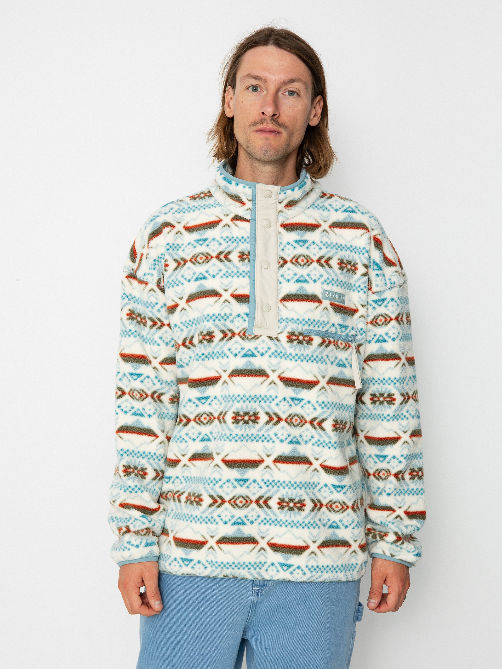 Mens Columbia Helvetia Fleece  (stone blue checkered)