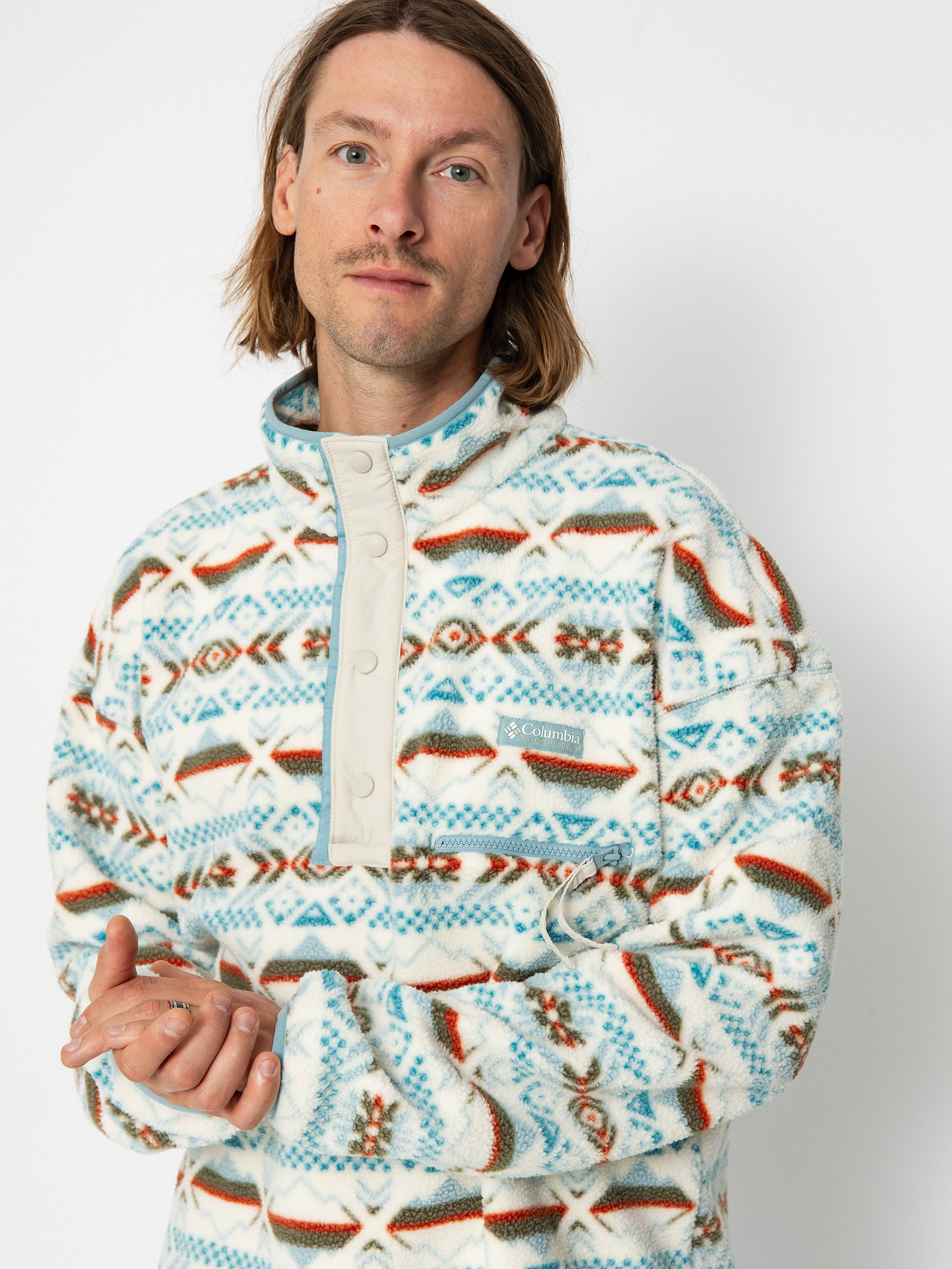 Mens Columbia Helvetia Fleece  (stone blue checkered)
