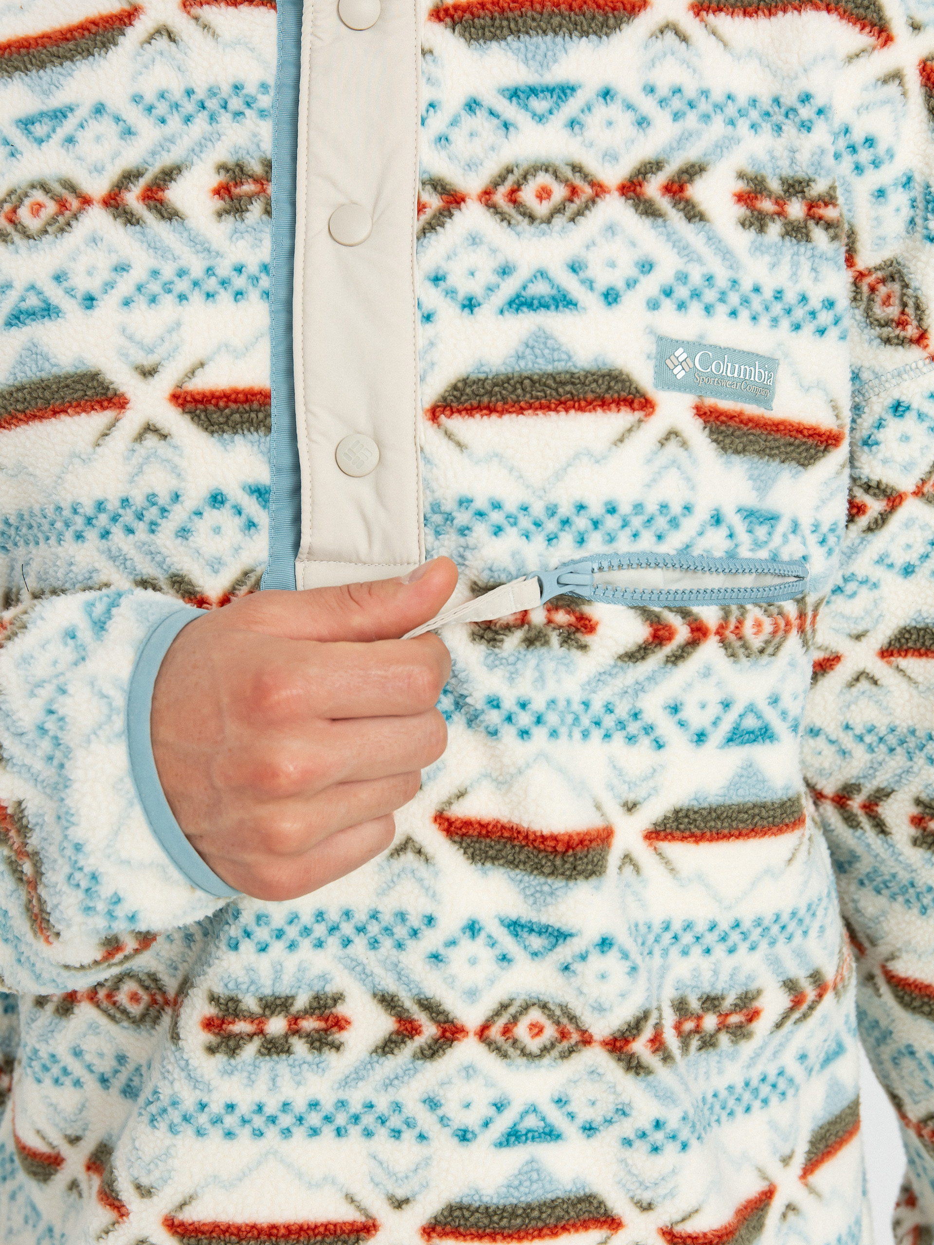 Mens Columbia Helvetia Fleece  (stone blue checkered)