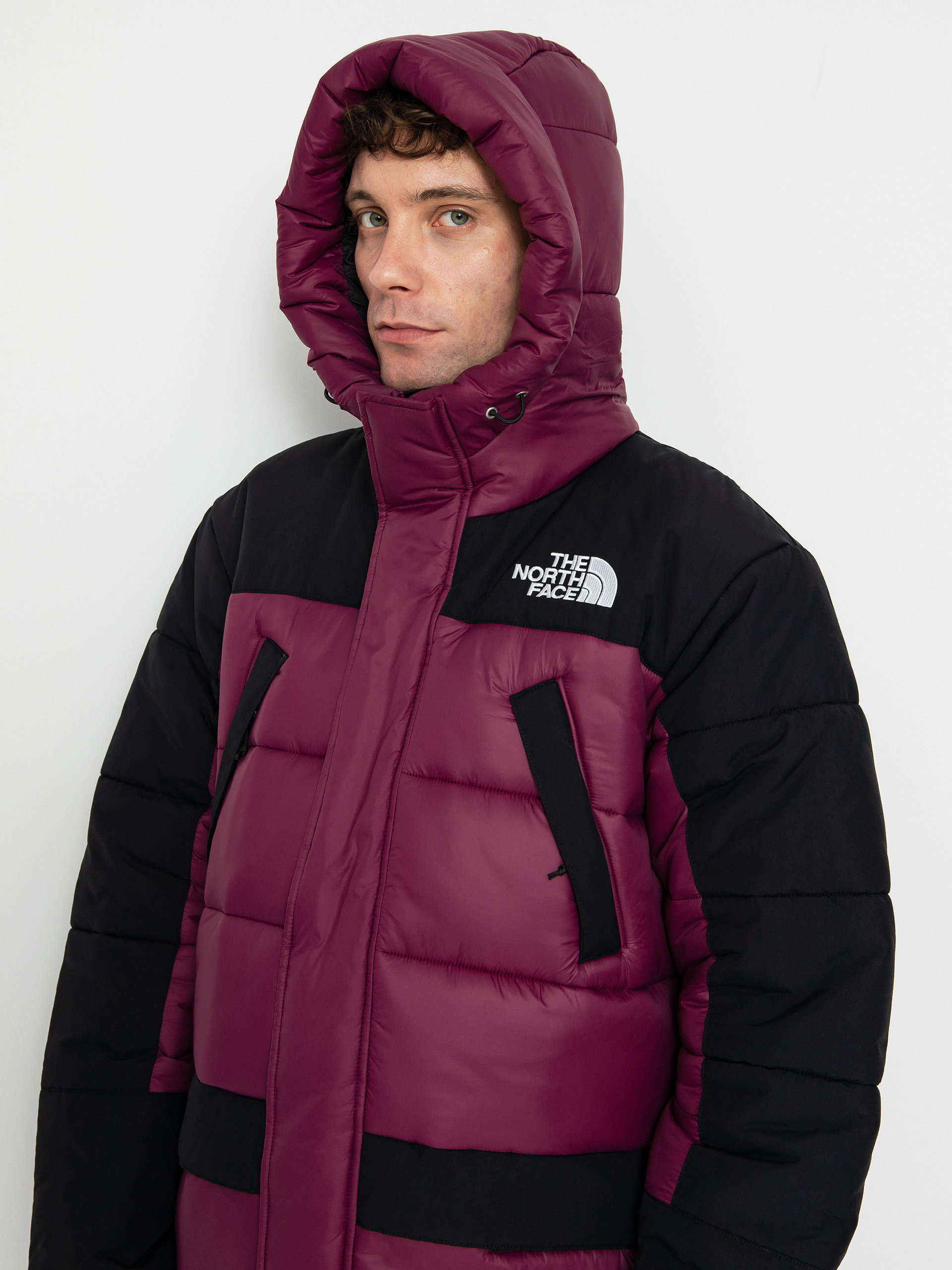 Black north face jacket with pink logo on sale