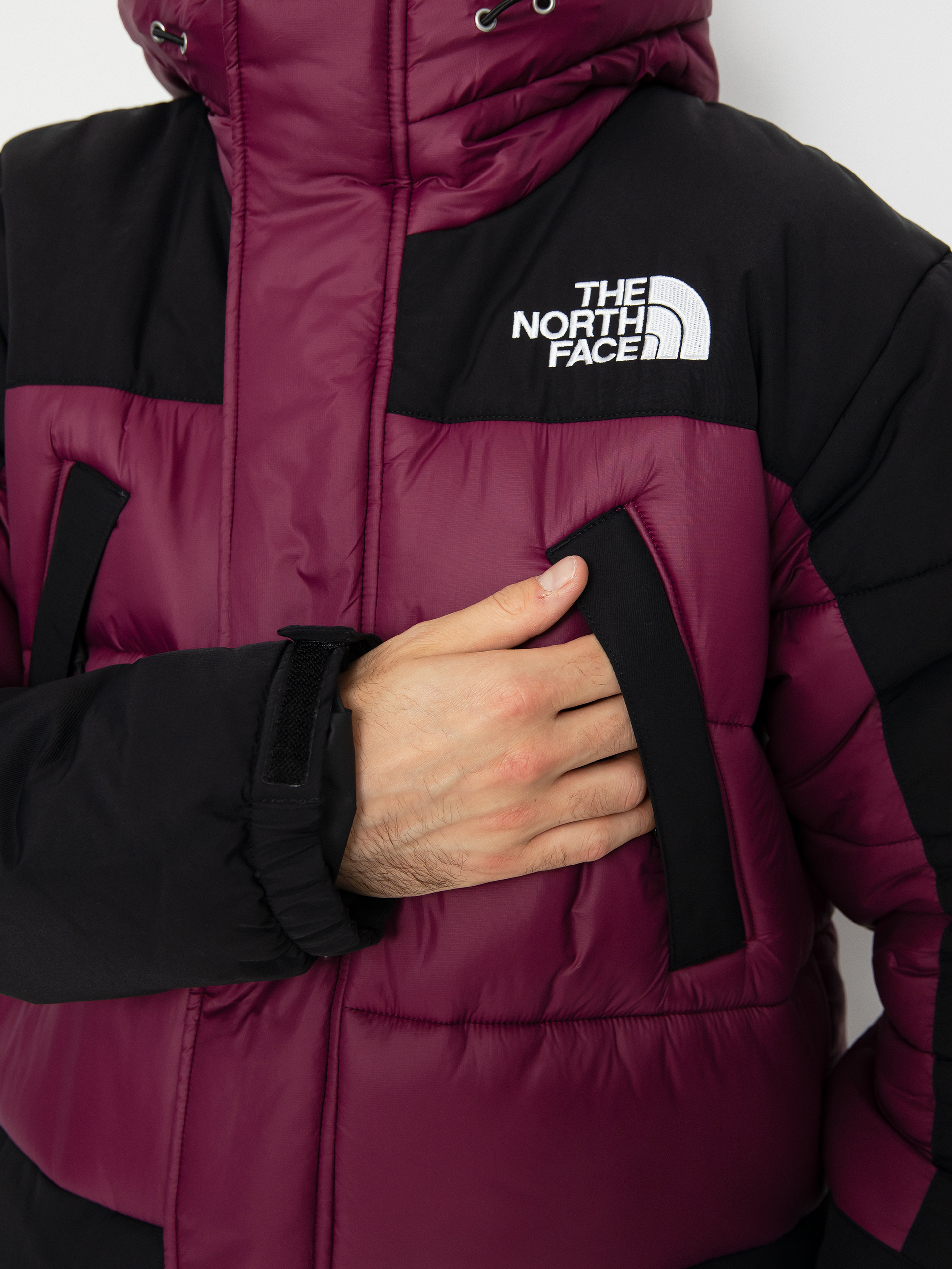 North face red on sale and black coat