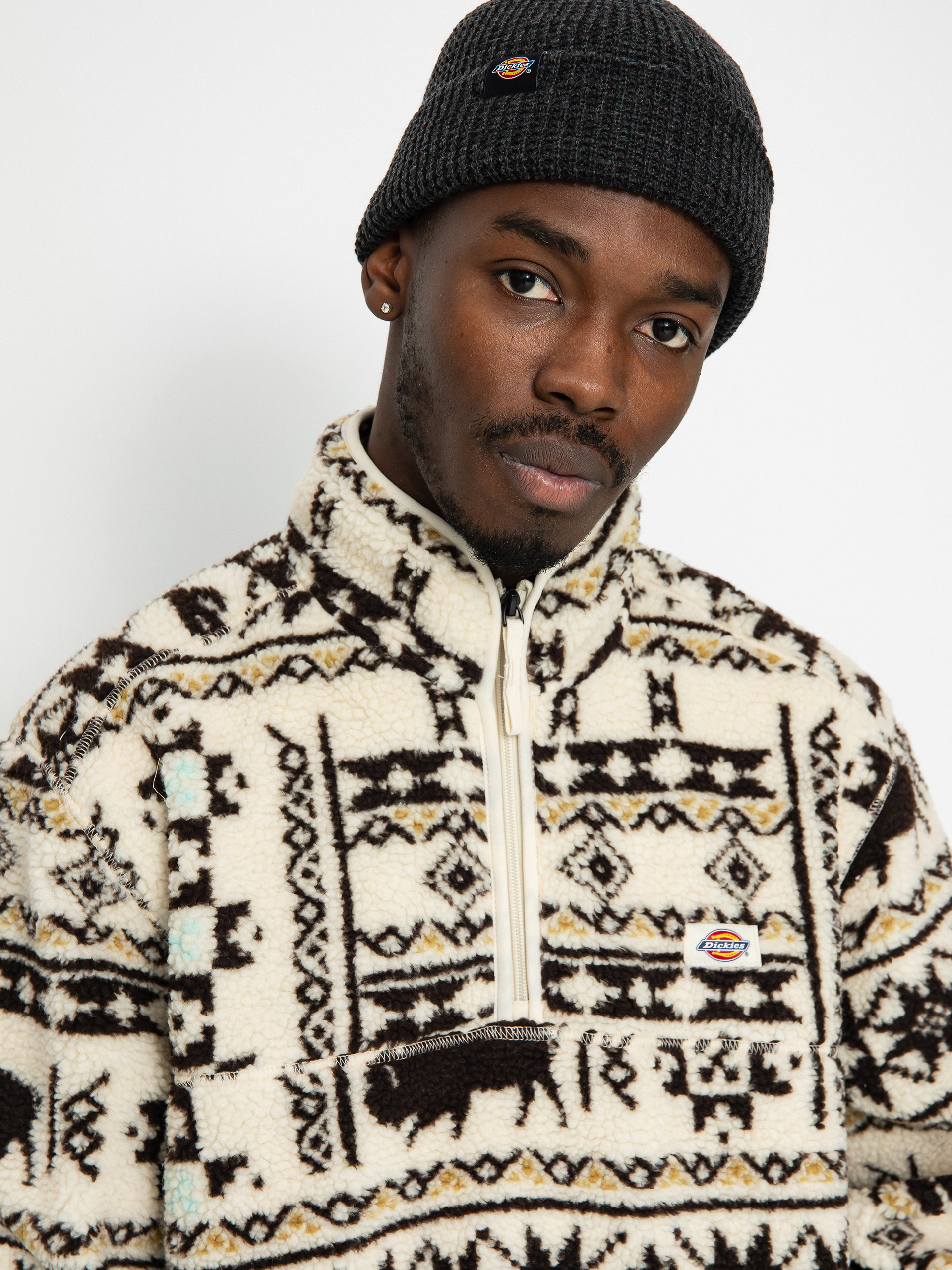 Mens Dickies Hays Quarter Zip Fleece  (nordic aop lb)