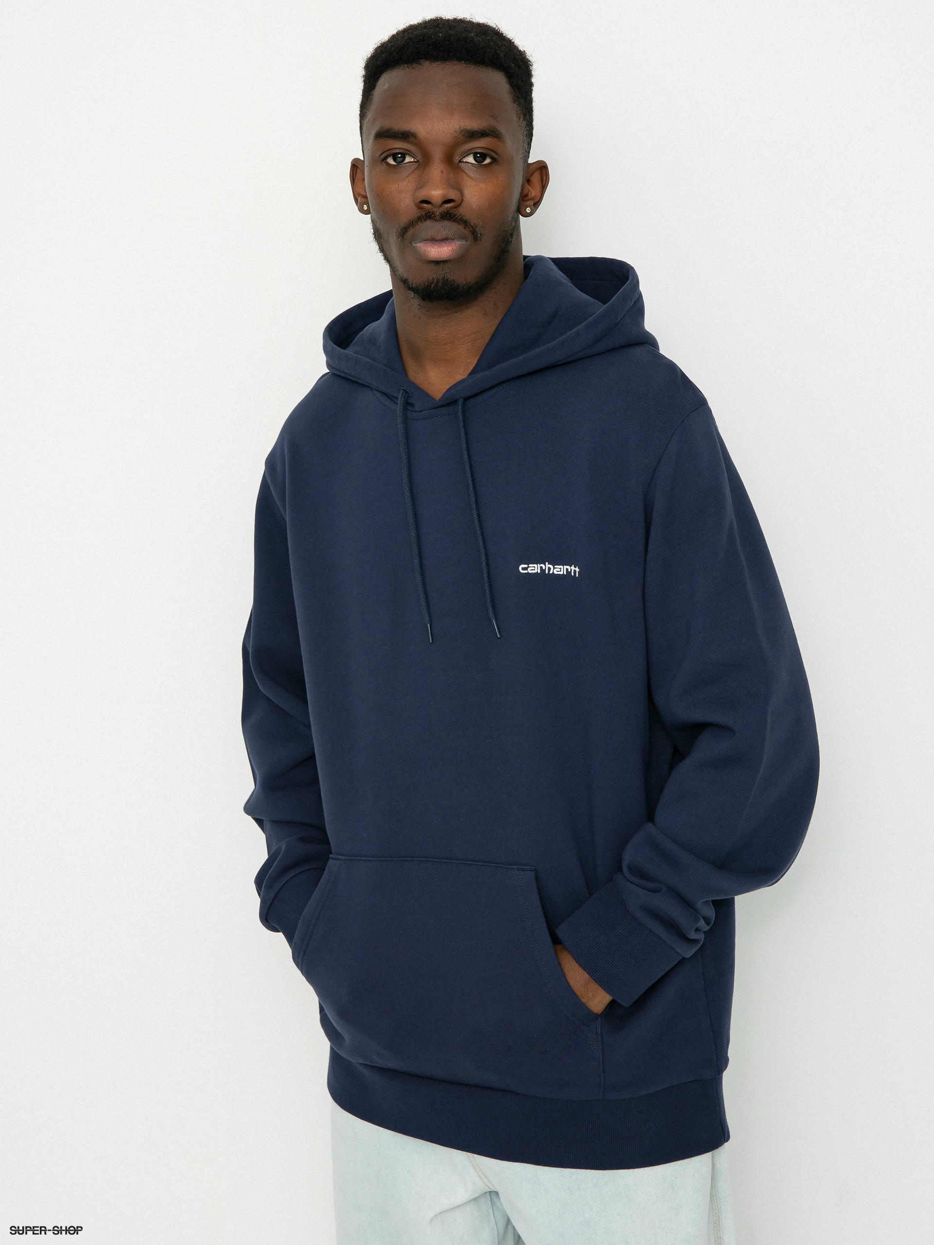 Carhartt WIP Script Embroidery HD Hoodie blue white