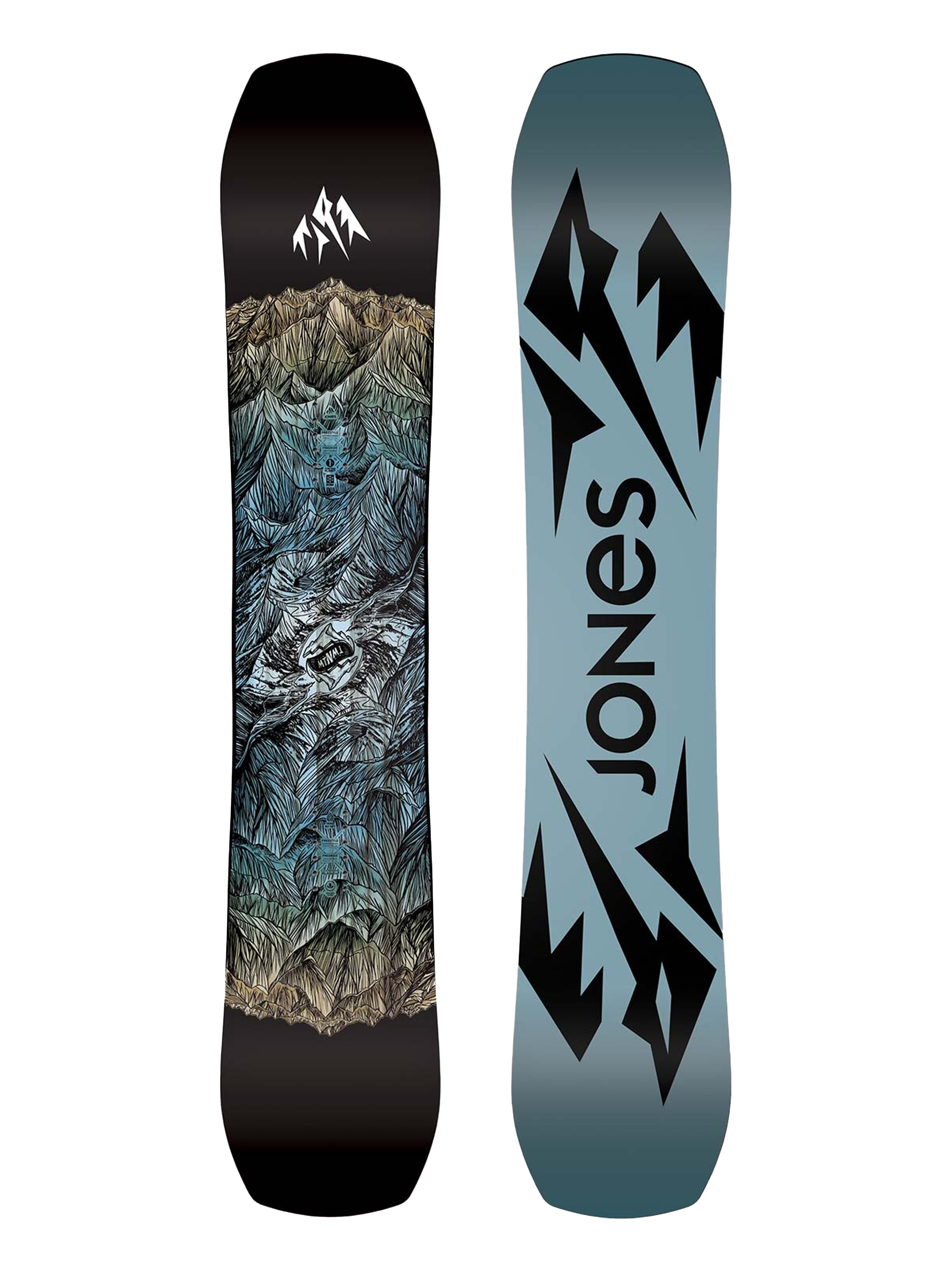 Mens Jones Snowboards Mountain Twin Snowboard (blue/black)