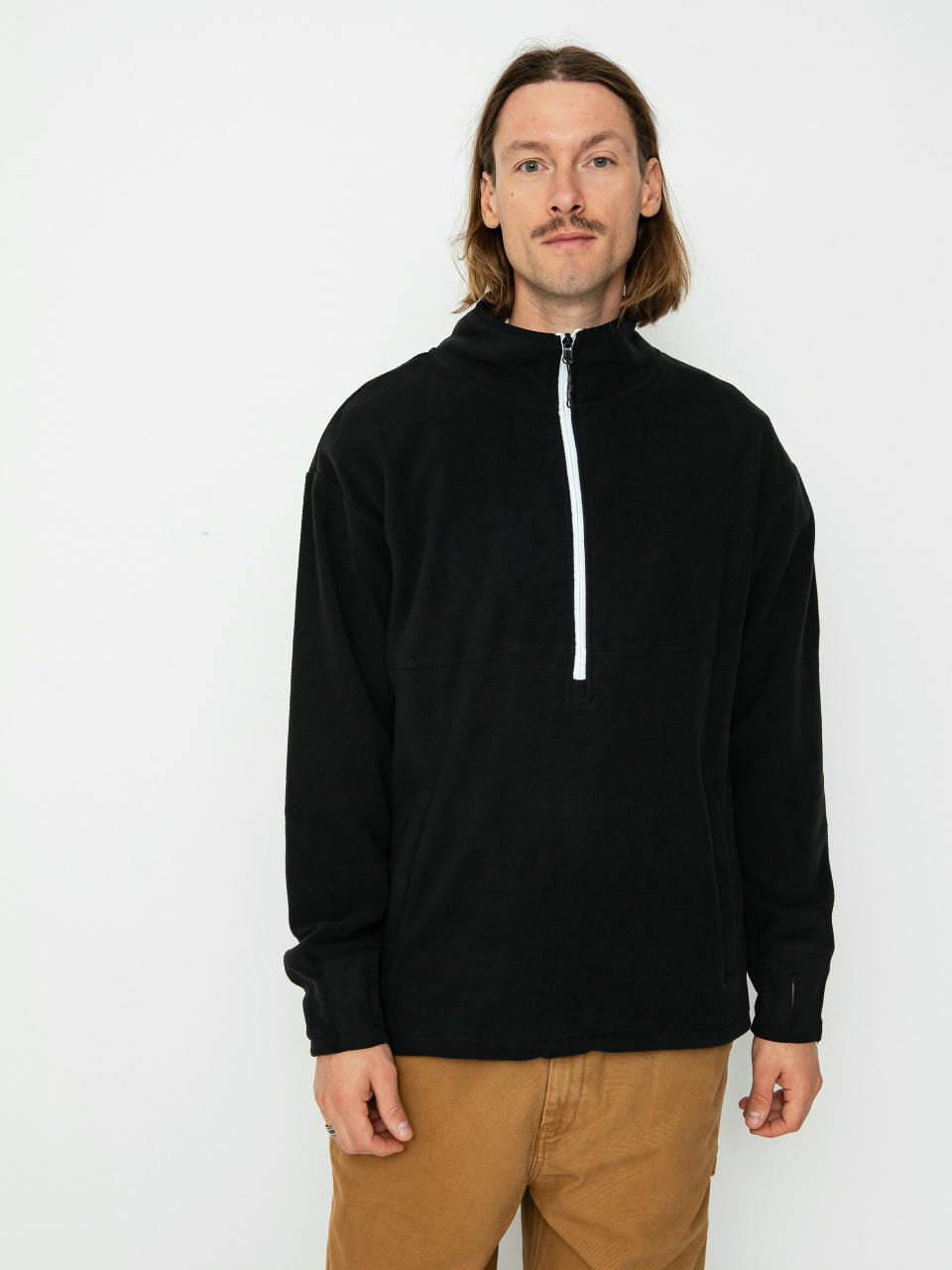 Mens Volcom Polar Mock 1/2 Zip Active sweatshirt (black)